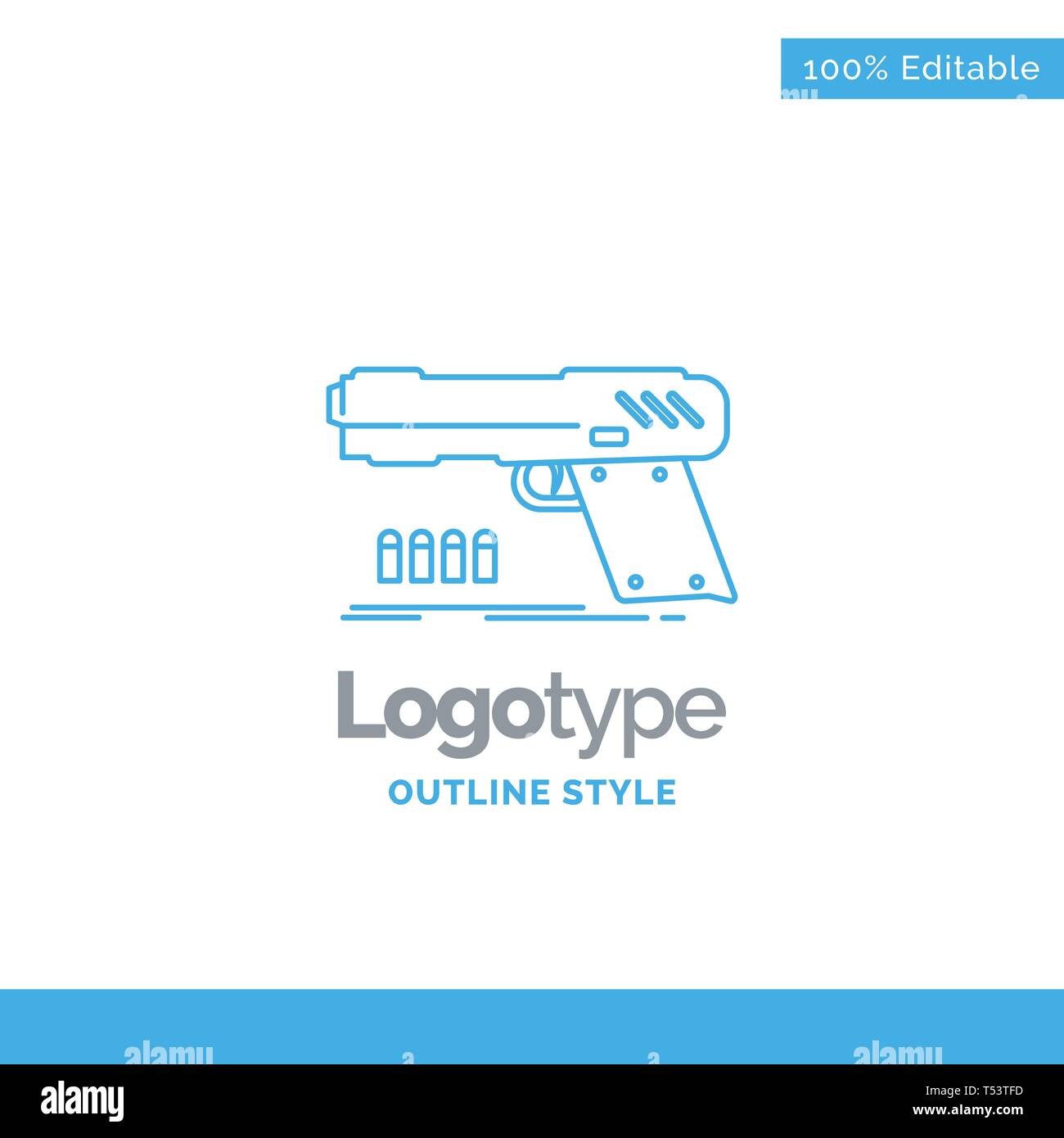 Blue Logo design for gun, handgun, pistol, shooter, weapon. Business Concept Brand Name Design