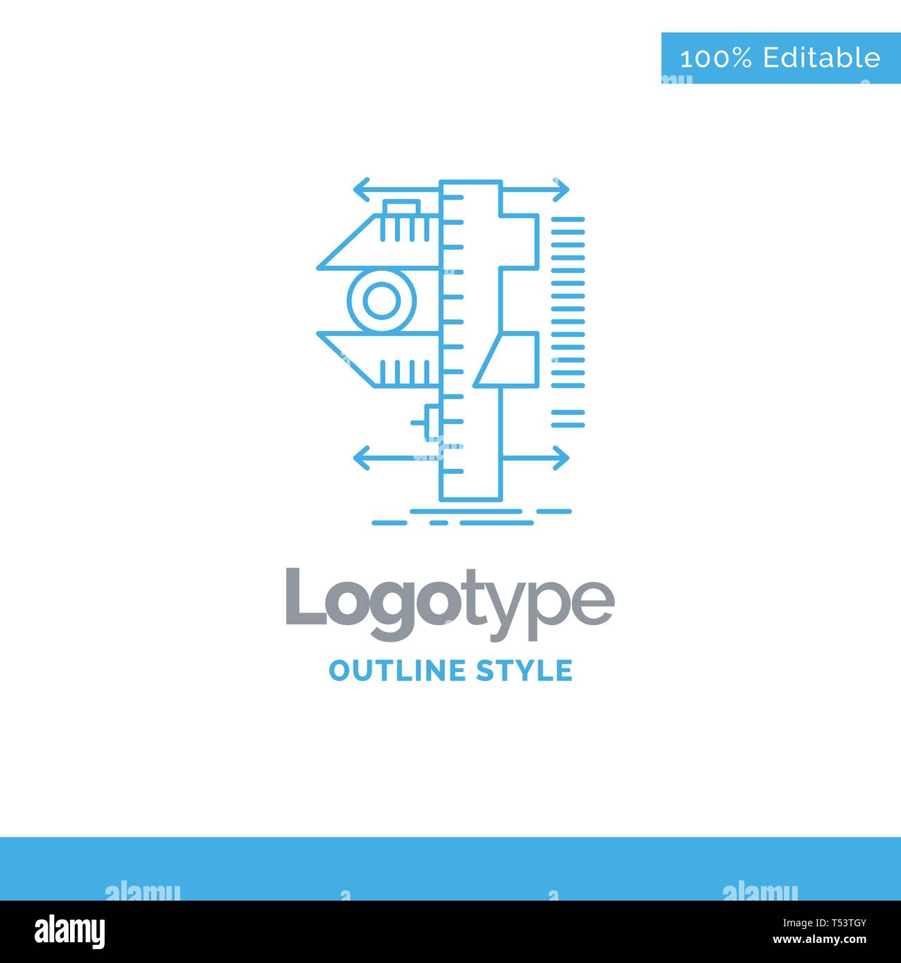 Blue Logo design for measure, caliper, calipers, physics, measurement