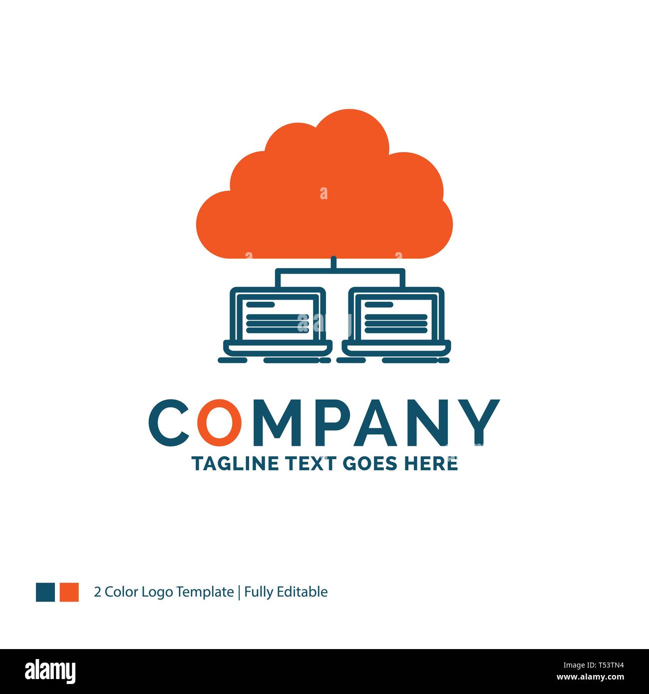 cloud, network, server, internet, data Logo Design. Blue and Orange ...