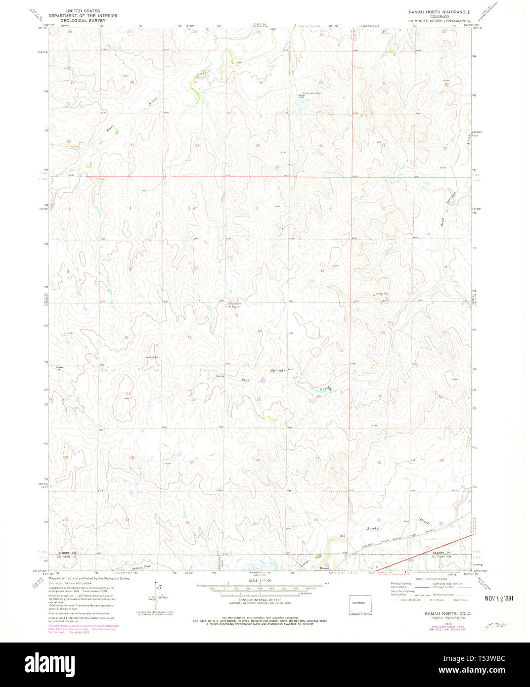 USGS TOPO Map Colorado CO Ramah North 234205 1970 24000 Restoration