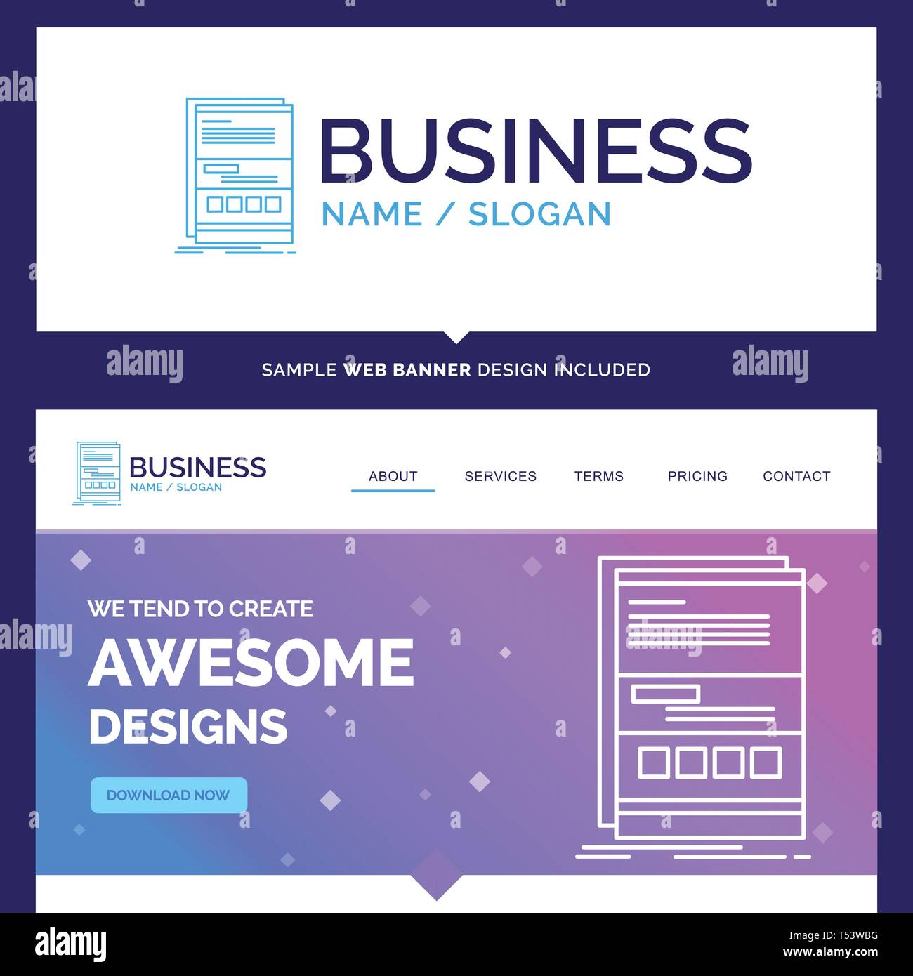 Beautiful Business Concept Brand Name Browser Dynamic Internet Page Responsive Logo Design And Pink And Blue Background Website Header Design Temp Stock Vector Image Art Alamy