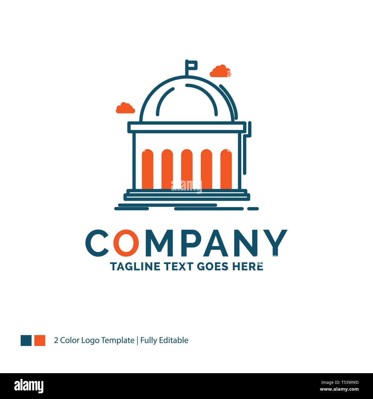 Library, school, education, learning, university Logo Design. Blue and Orange Brand Name Design. Place for Tagline. Business Logo template. Stock Vector
