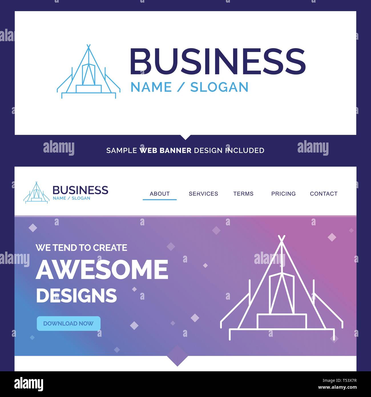 Beautiful Business Concept Brand Name tent, camping, camp, campsite