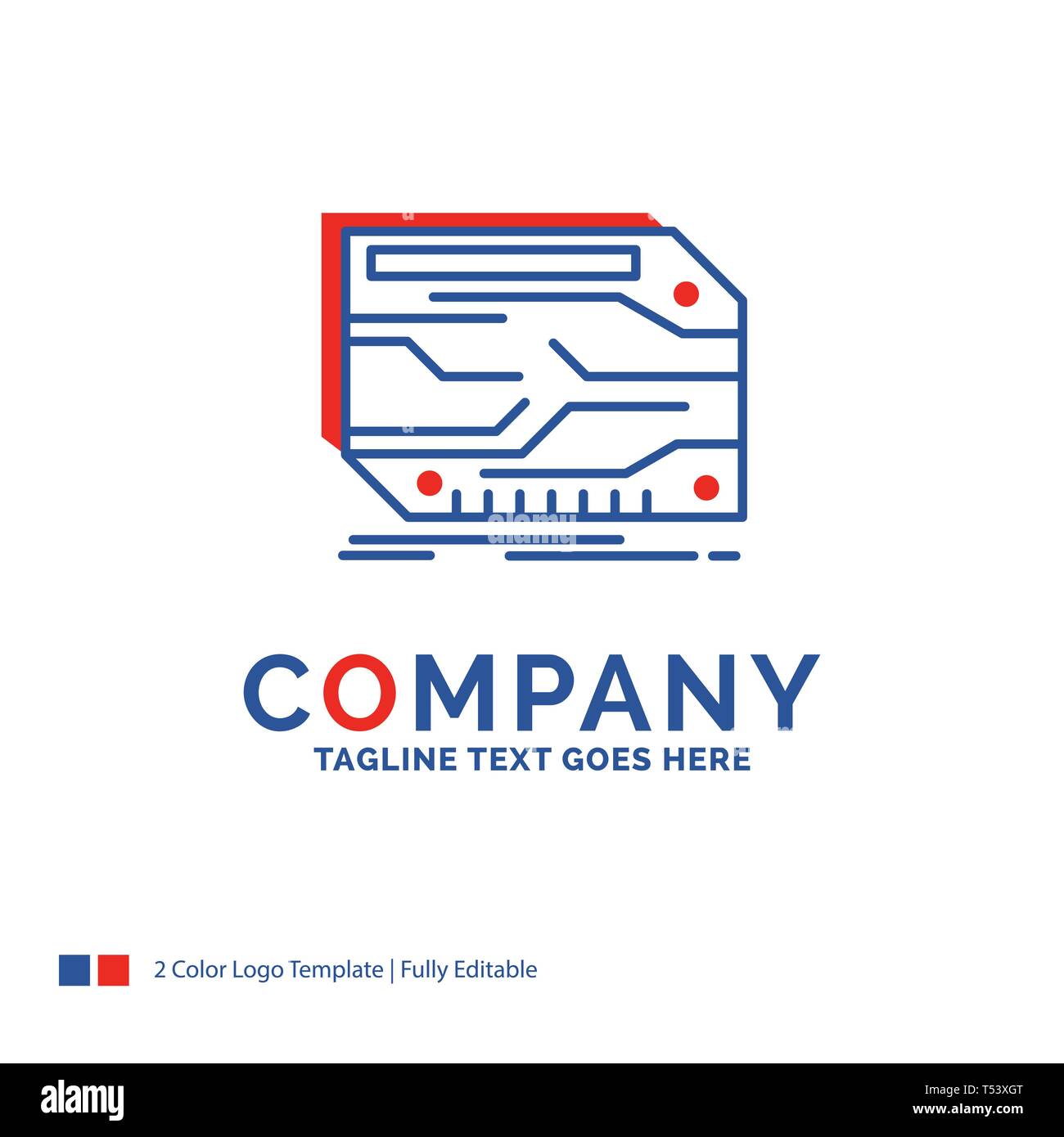 Company Name Logo Design For card, component, custom, electronic, memory. Blue and red Brand
