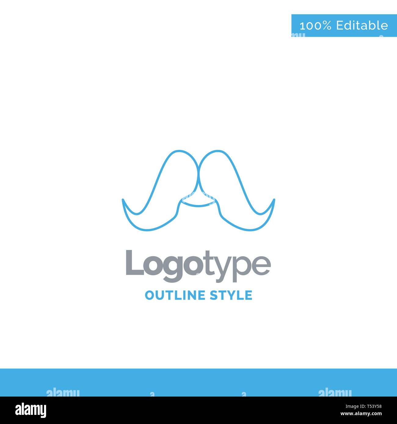 Blue Logo design for moustache, Hipster, movember, male, men. Business