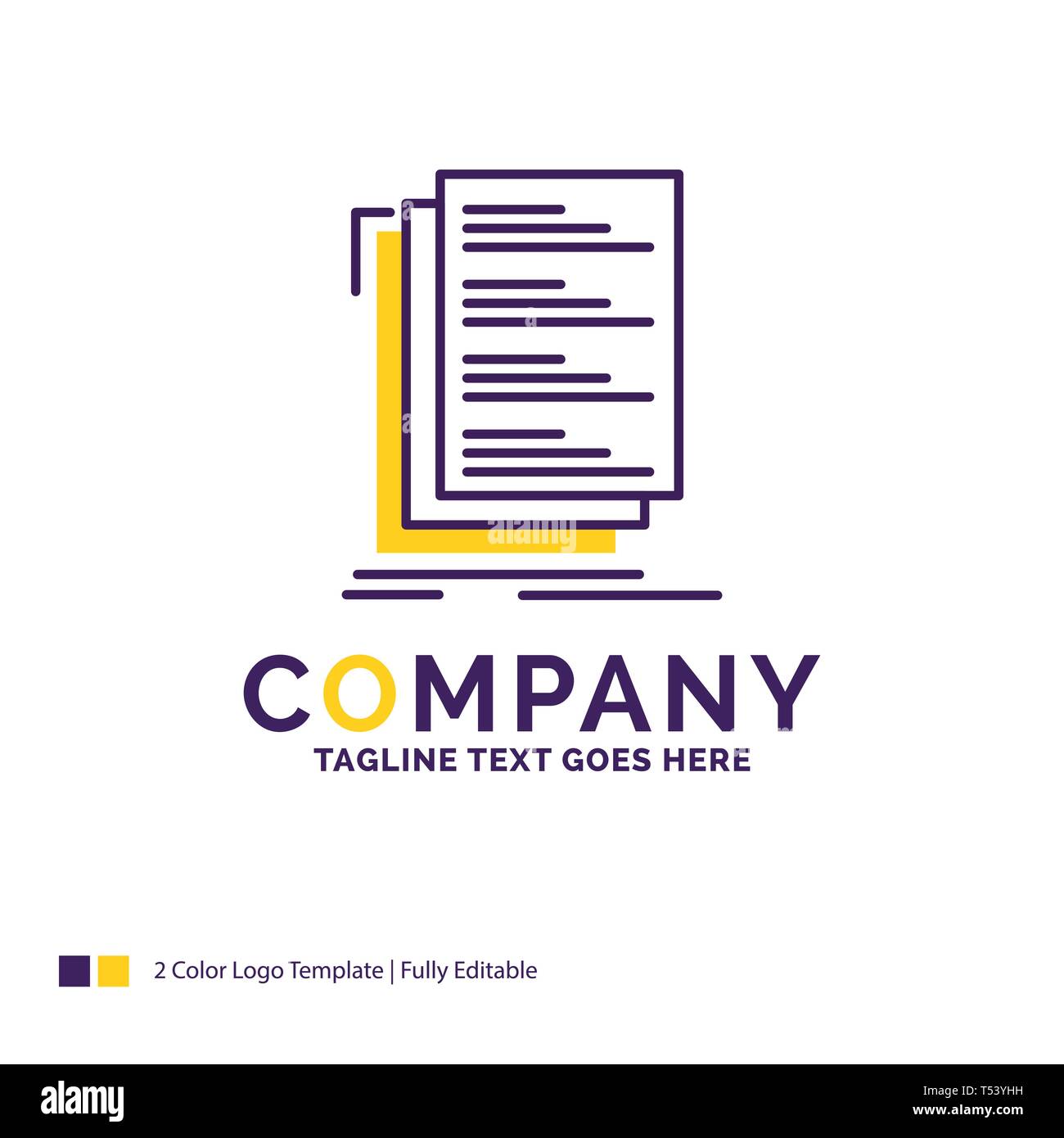 Company Name Logo Design For Code Coding Compile Files List Purple And Yellow Brand Name Design With Place For Tagline Creative Logo Template Fo Stock Vector Image Art Alamy
