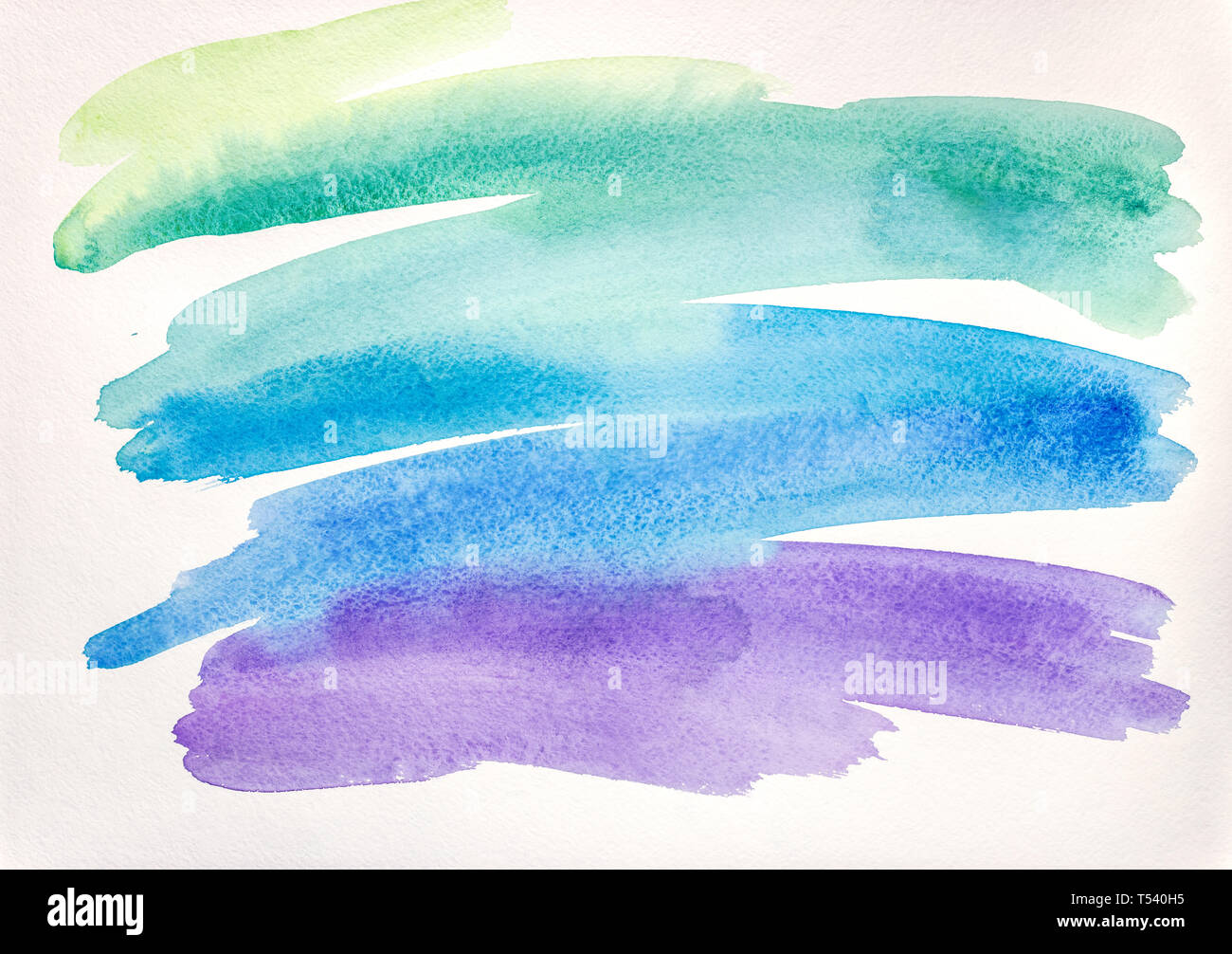 abstract watercolor brush strokes in green and blue color on white  background Stock Photo - Alamy