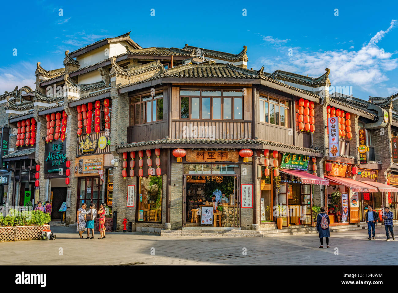 GUILIN, CHINA NOVEMBER 01 Traditional Chinese buildings and shops in