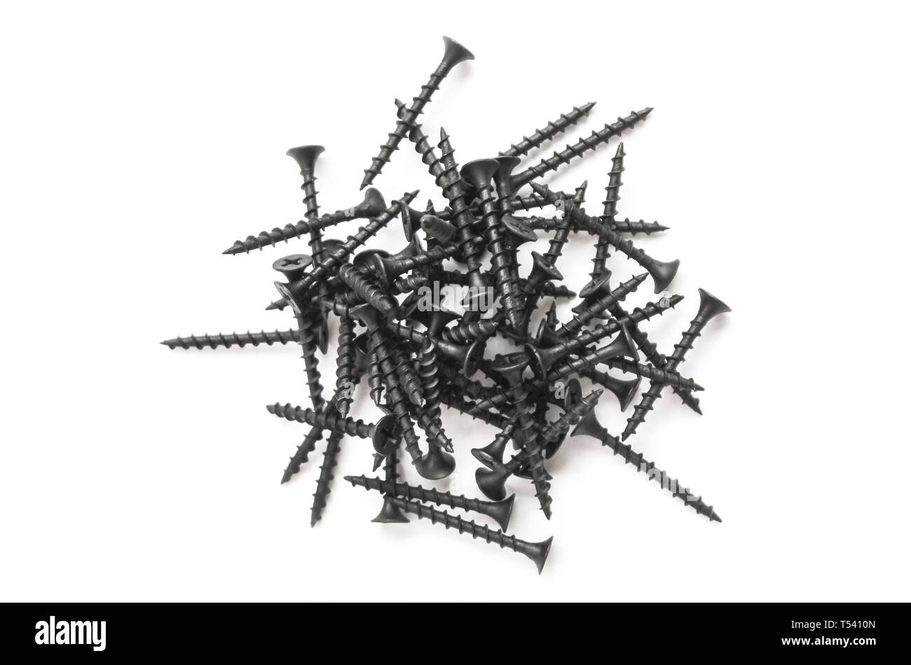 Black steel screws for wood isolated on white Stock Photo Alamy