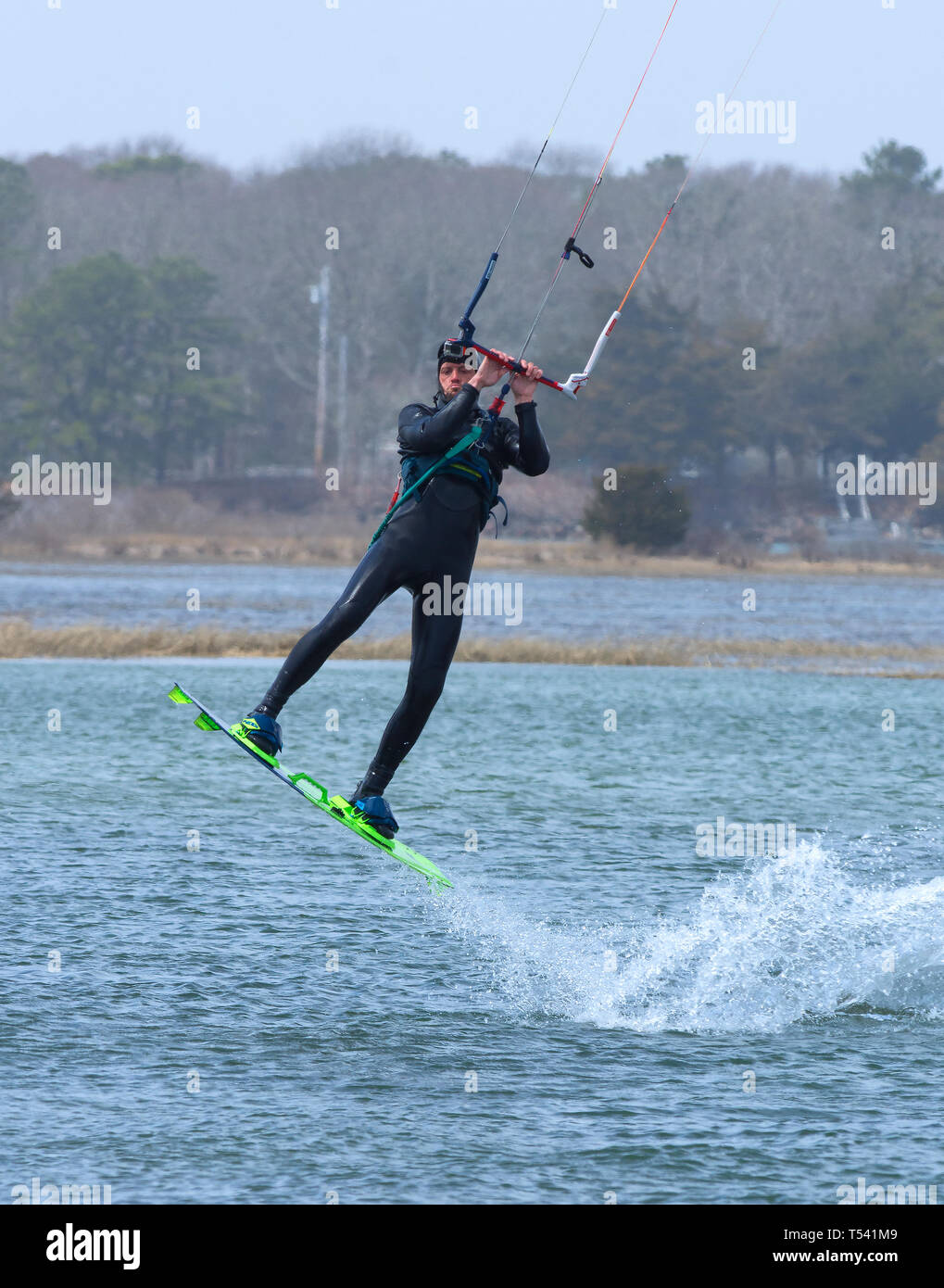 Kitesurfing on West Dennis Beach on Cape Cod, Massachusetts, USA Stock Photo Alamy