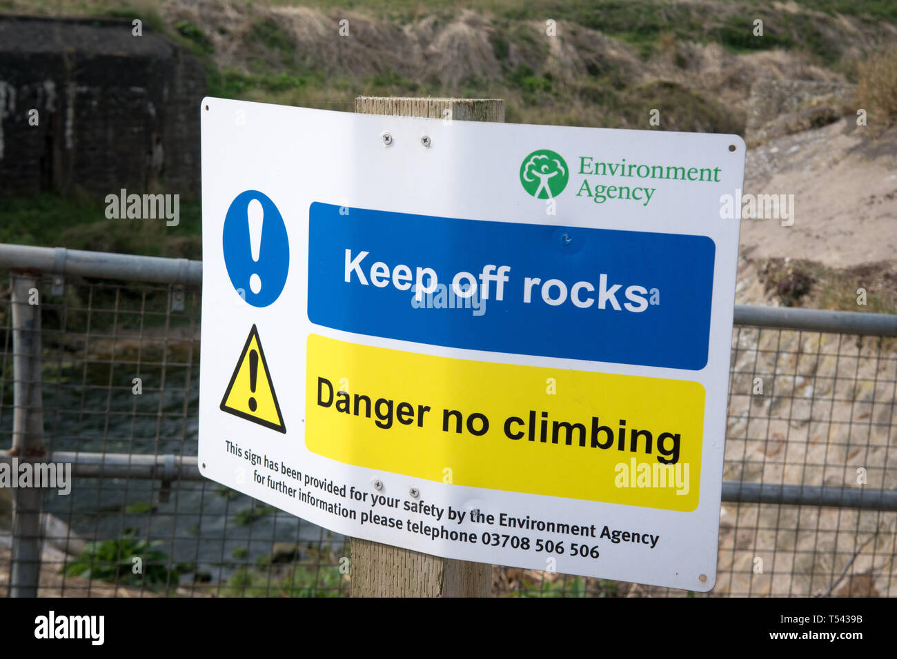 a sign in the Yorkshire country side by the goverment to warn of danger. Stock Photo