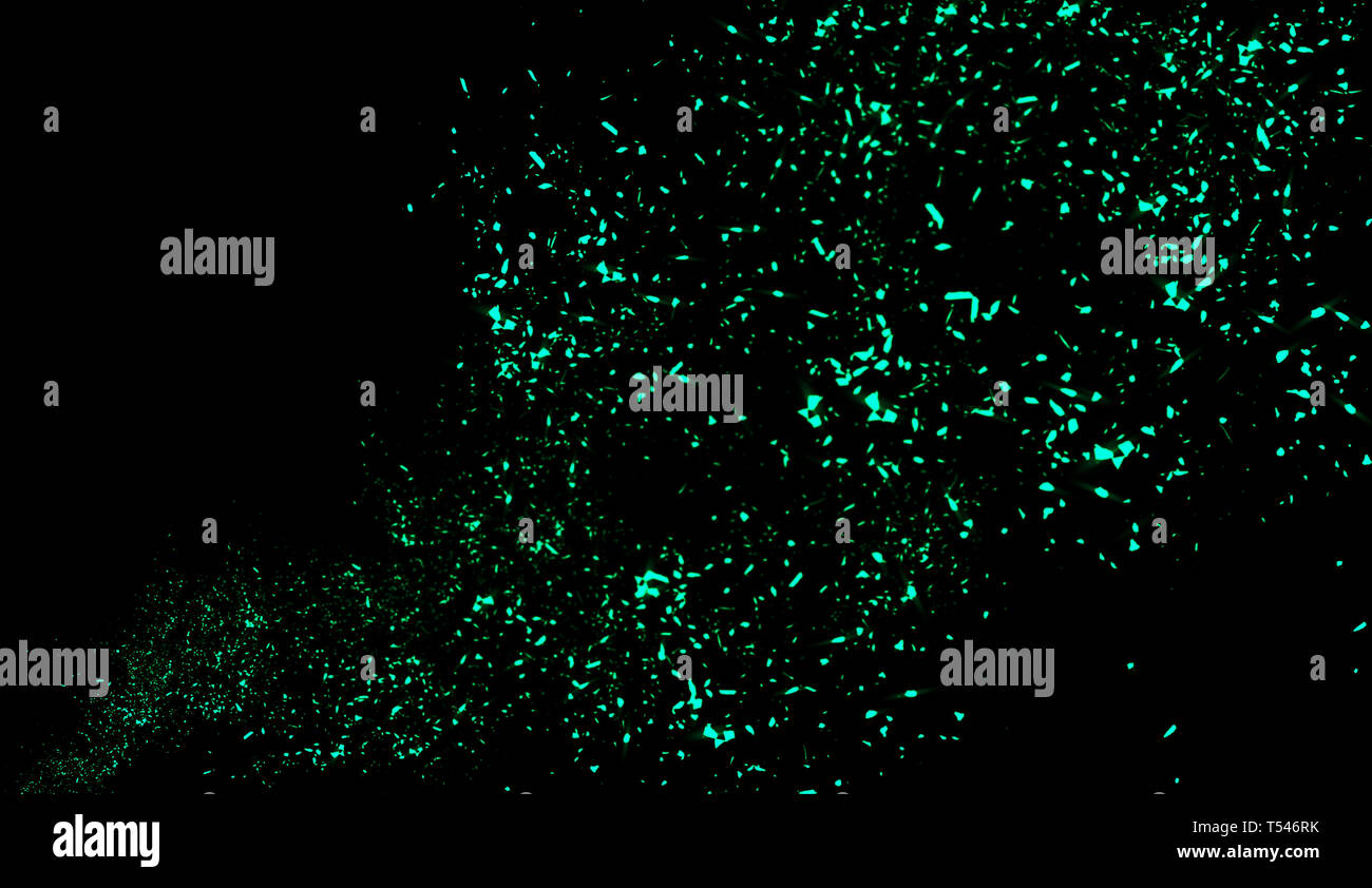 Blue particles sparkle spray debris. Overlays texture background . Design element. Stock Photo