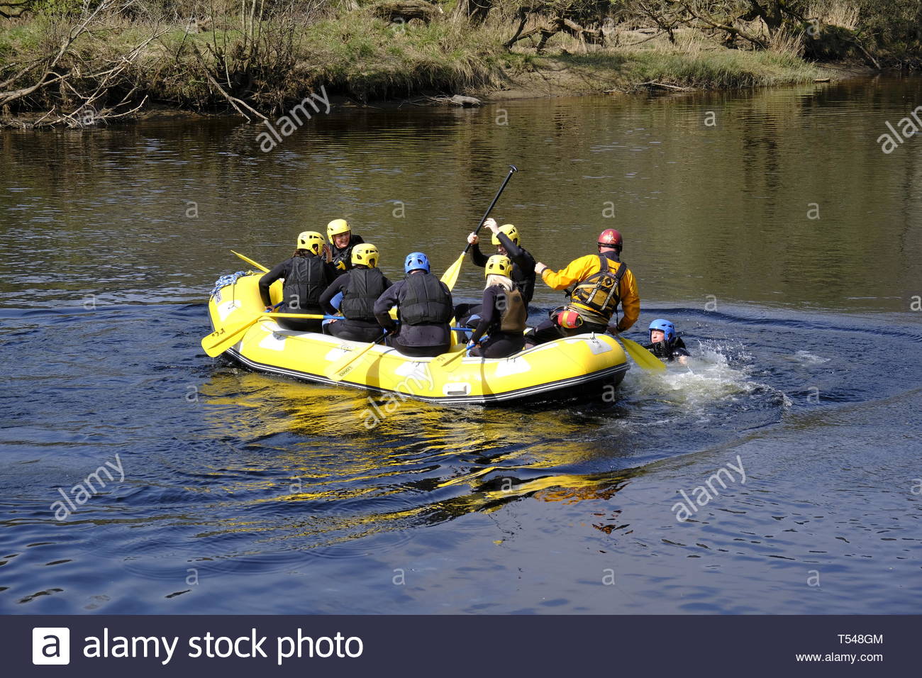 Rafting on the River Tay at Aberfeldy, Perthshire Scotland Stock Photo