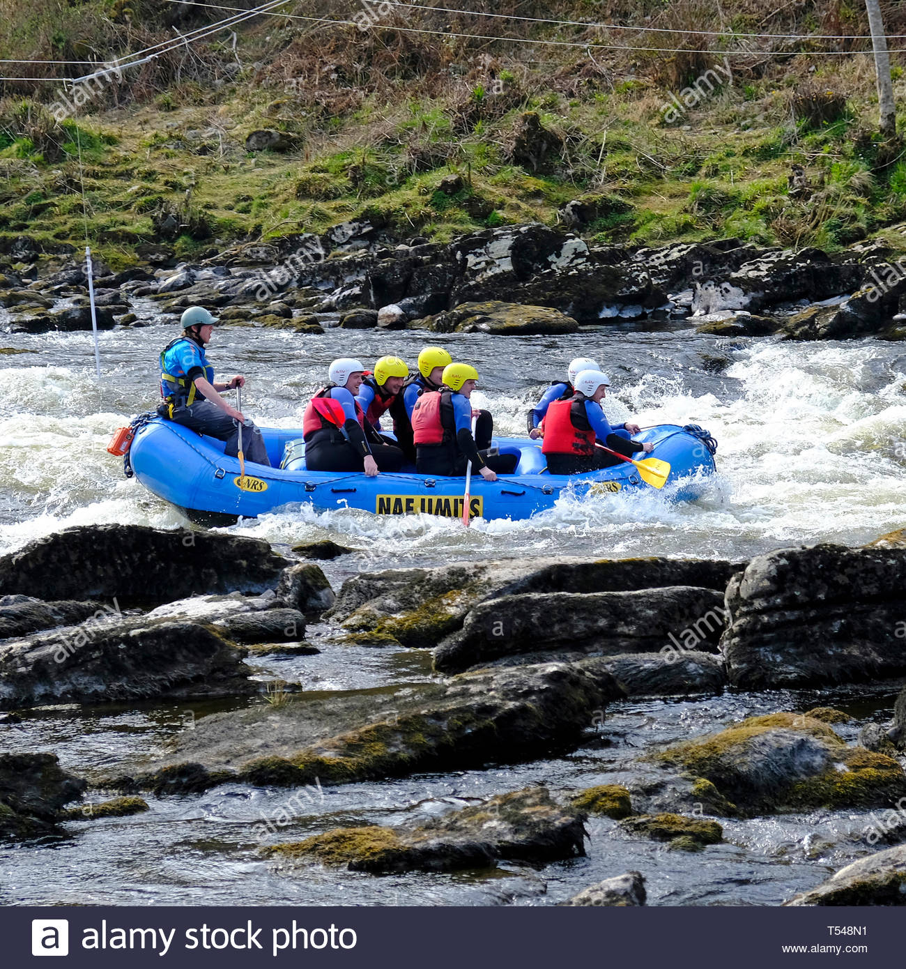 White Water Rafting on The River Tay at Grandtully, Perthshire Scotland Stock Photo