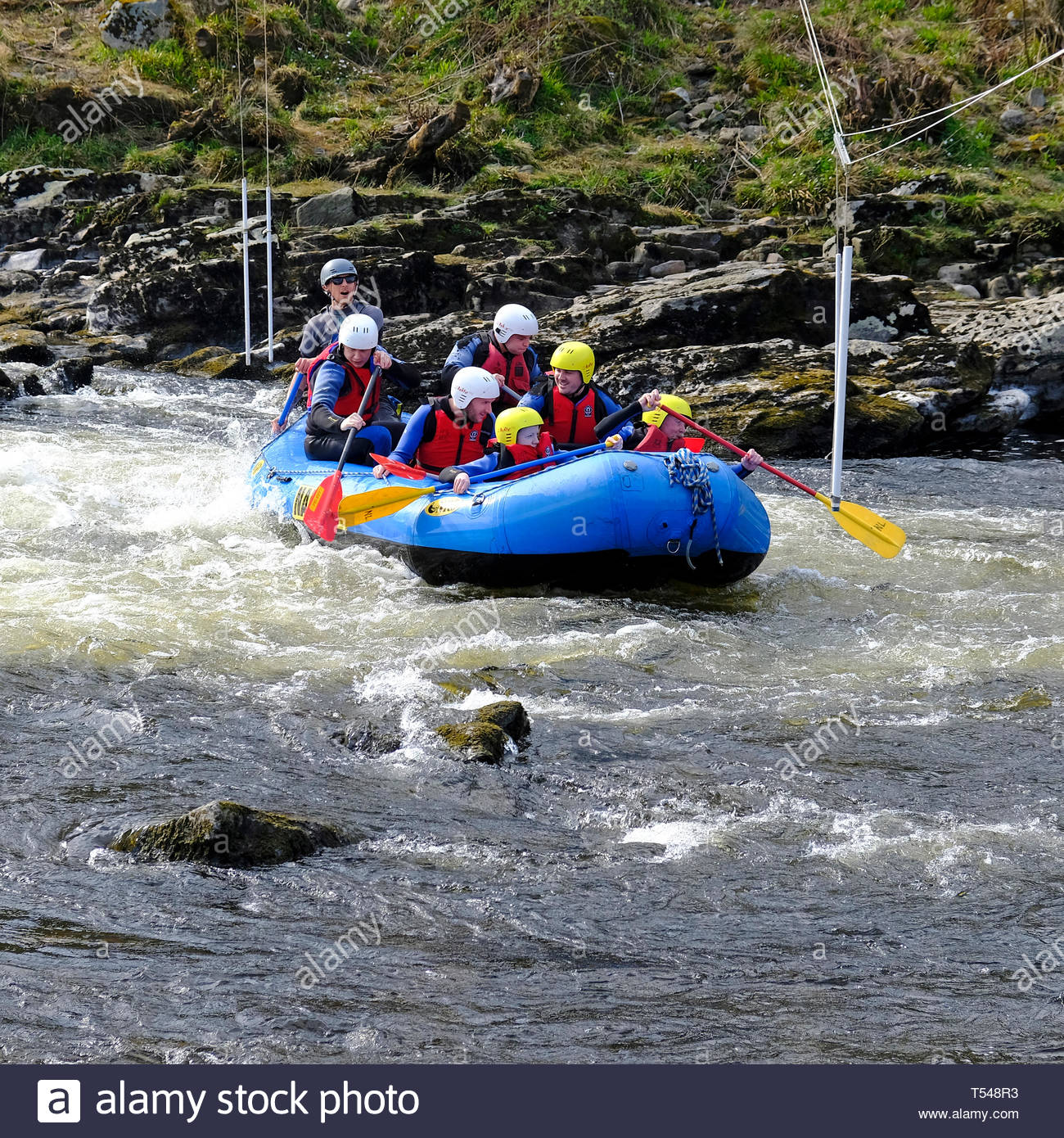 White Water Rafting on The River Tay at Grandtully, Perthshire Scotland Stock Photo