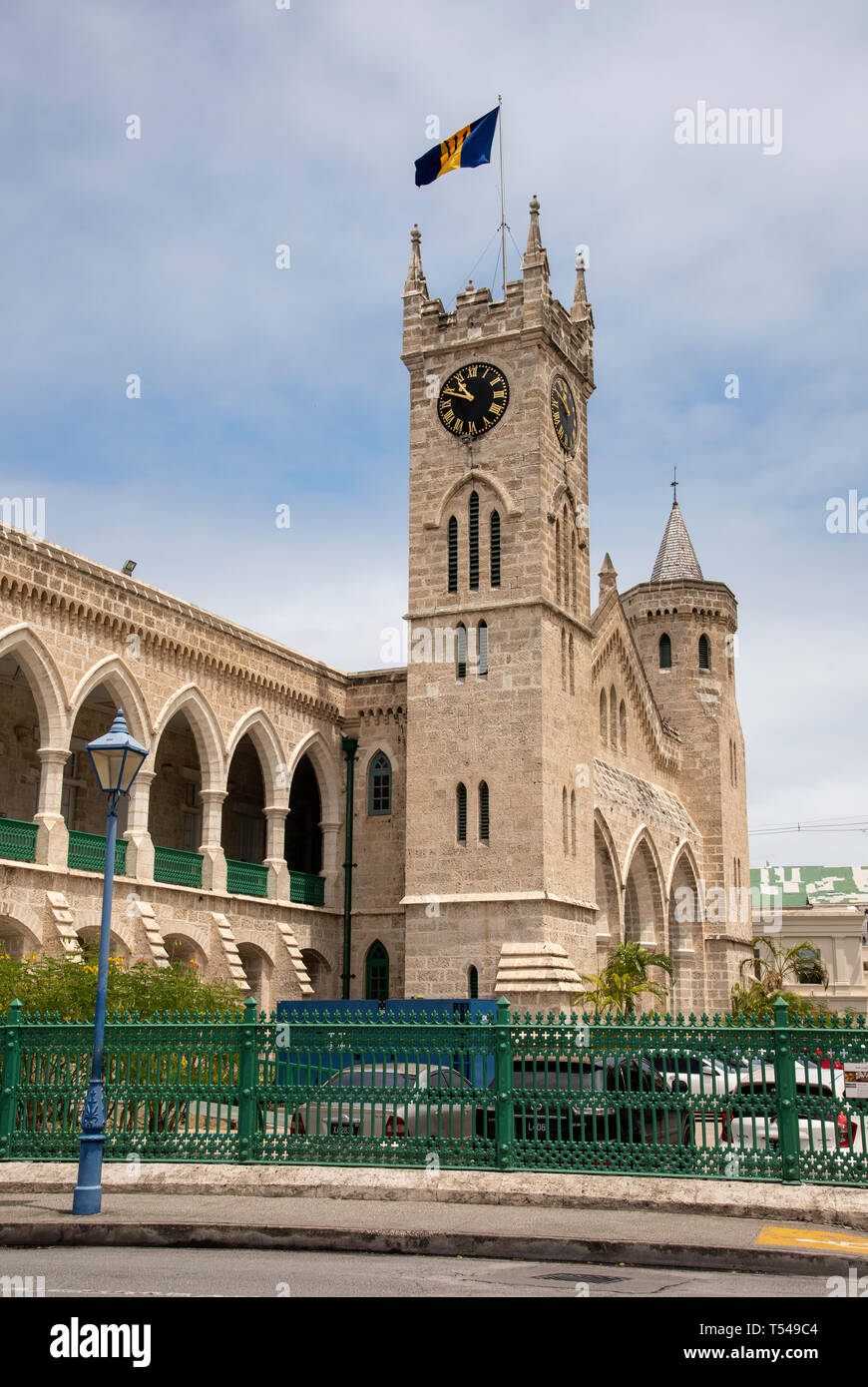The Clock Tower of the Parliament Buildings in Bridgetown, Barbados Stock Photo