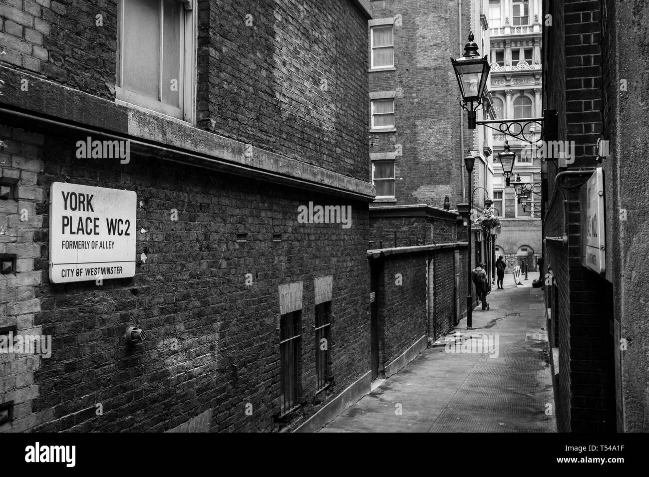 Contemporary black and white image of old London - York Place, London WC2 Stock Photo