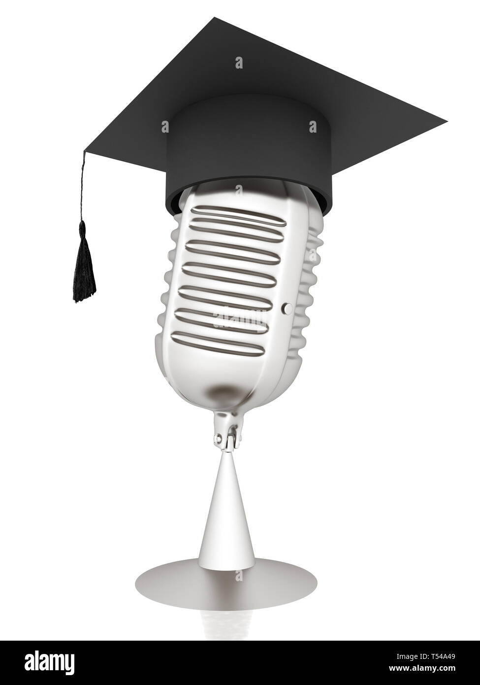 New 3d concept of education with microphone and graduation hat Stock ...