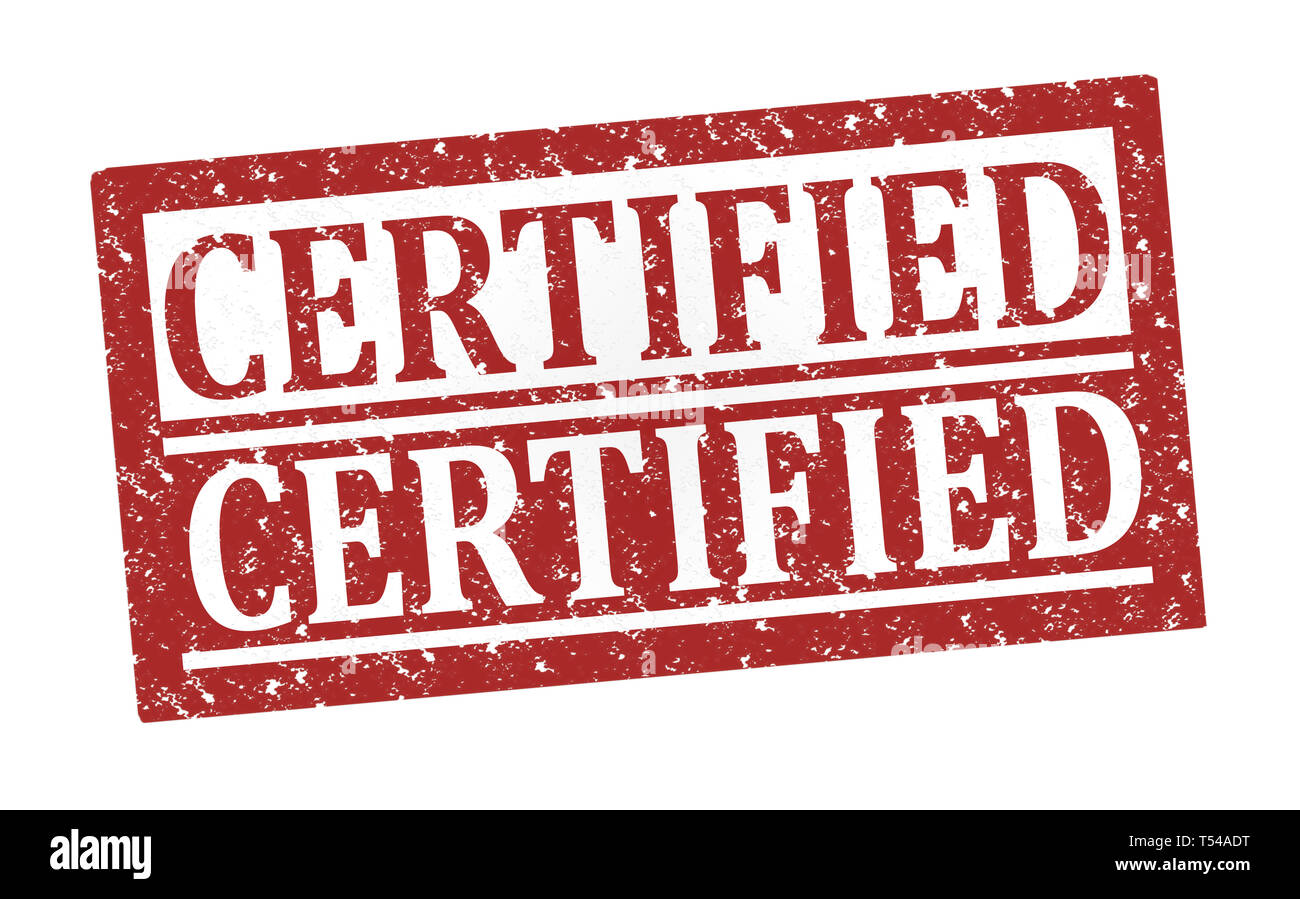 Rubber stamp Certified, text on white illustration Stock Photo