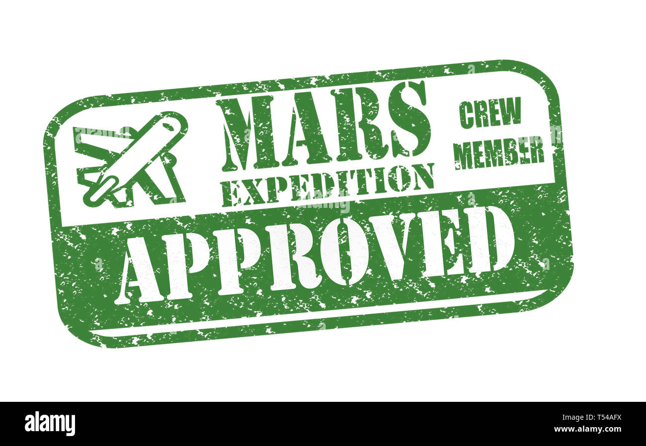 Rubber Stamp Mars Expedition Approved text on white illustration Stock Photo