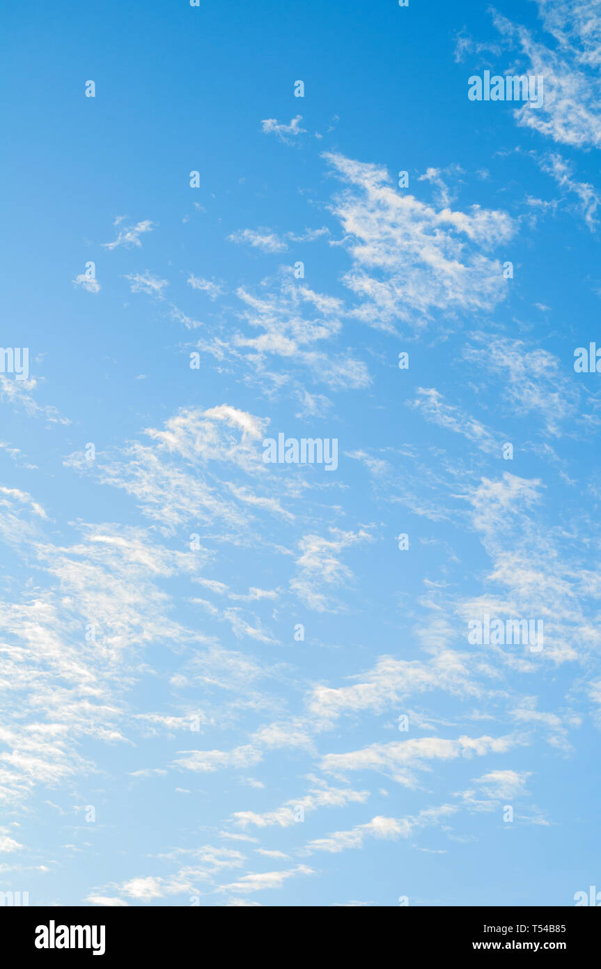 Sky landcape. Blue sky background with white dramatic colorful clouds, morning  sky view Stock Photo - Alamy