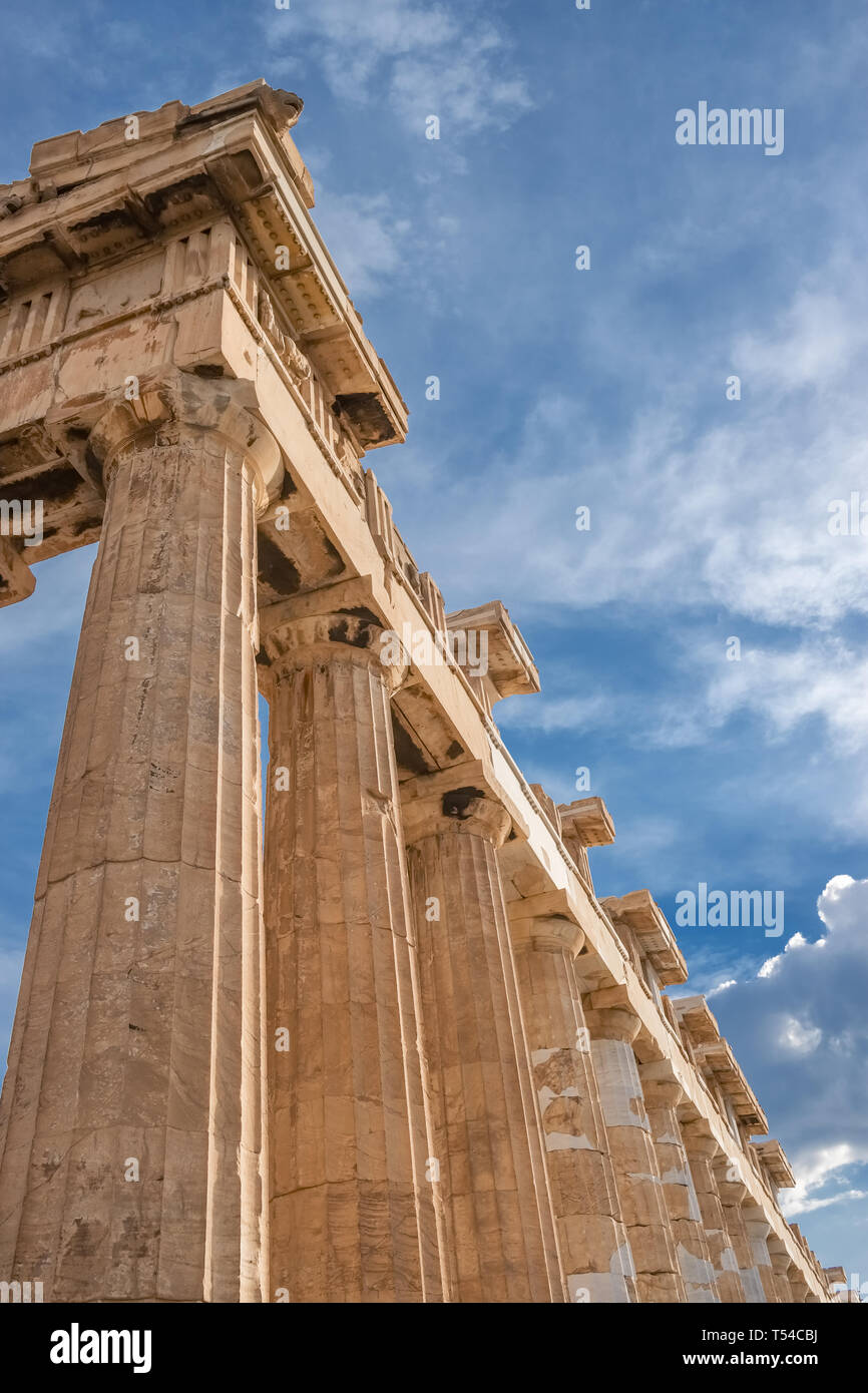 Columns of Parthenon temple in Acropolis, Athens, Greece Stock Photo