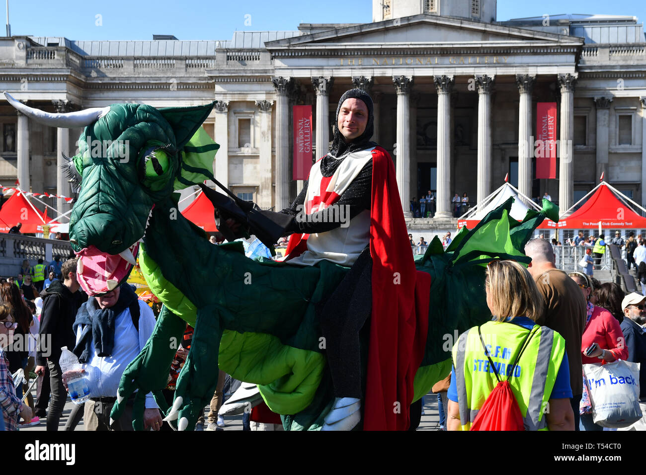 London, UK. 20th April, 2019.London, UK. 20th April, 2019. Hundreds attend the Feast of St George to celebrate English culture with music and English food stalls in Trafalgar Square on 20 April 2019, London, UK. Credit: Picture Capital/Alamy Live News Credit: Picture Capital/Alamy Live News Credit: Picture Capital/Alamy Live News Stock Photo