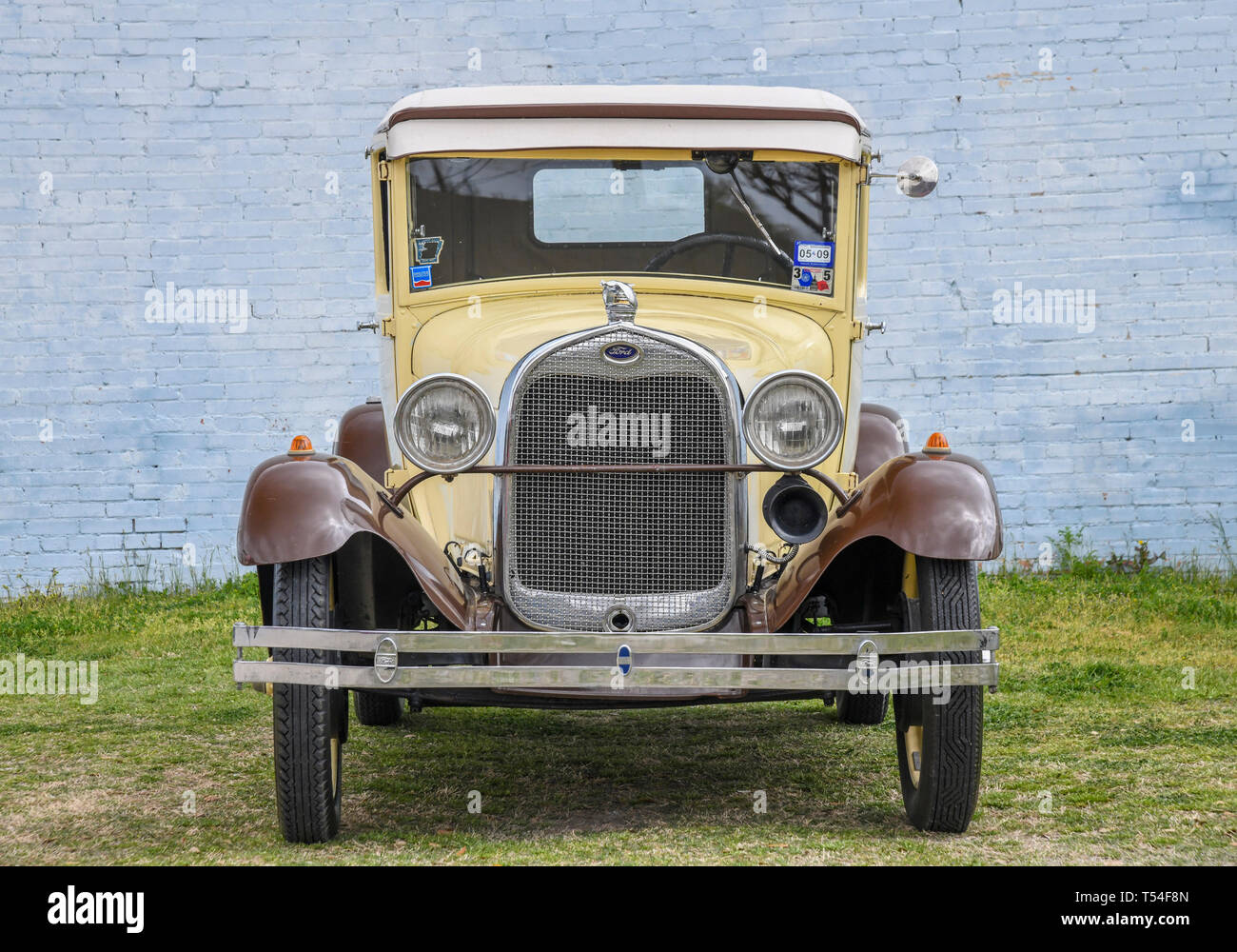 April 20, 2019: 1929 Ford Model A Sport Coupe 1929 Ford Model A Sport Coupe finished in Beige with Brown fenders and running boards. This Model A came to us the way you see it today. It was owned by the same family for the last 12 years. The paint quality is â€œDriverâ€ condition. The interior and Rumble Seat are finished in a Brown leather and in very good condition. This car rides, drives and stops fine. Albert Pena/CSM Stock Photo