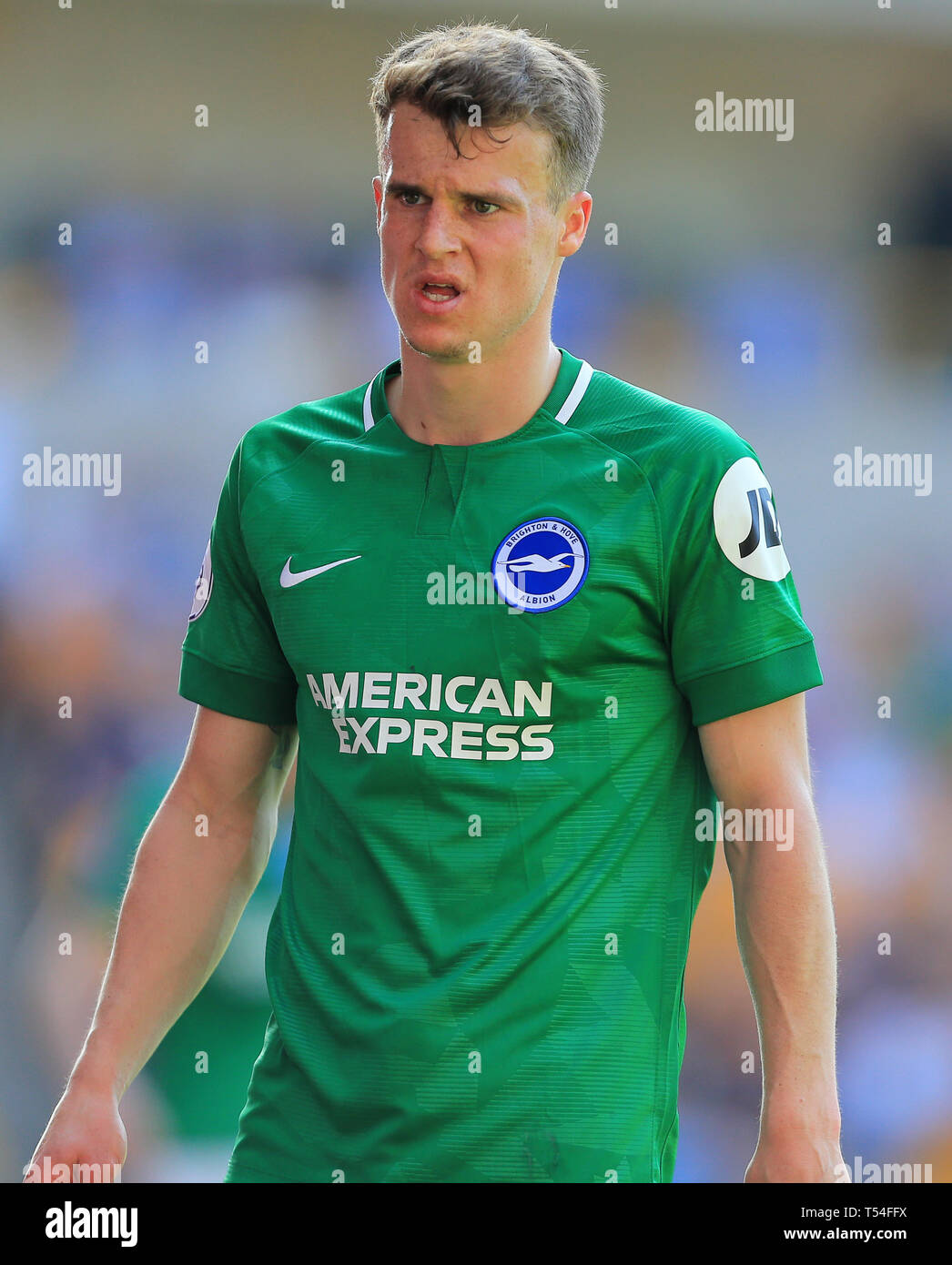 Wolverhampton, UK. 20th Apr, 2019. Lewis Dunk of Brighton and Hove Albion in action during the match between Wolverhampton Wanderers and Brighton and Hove Albion. Credit: Paul Roberts/One Up Top/Alamy Live News Stock Photo