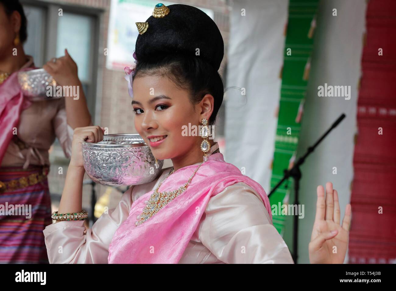Woodside Avenue, New York, USA, April 20, 2019 Hundreds of members of