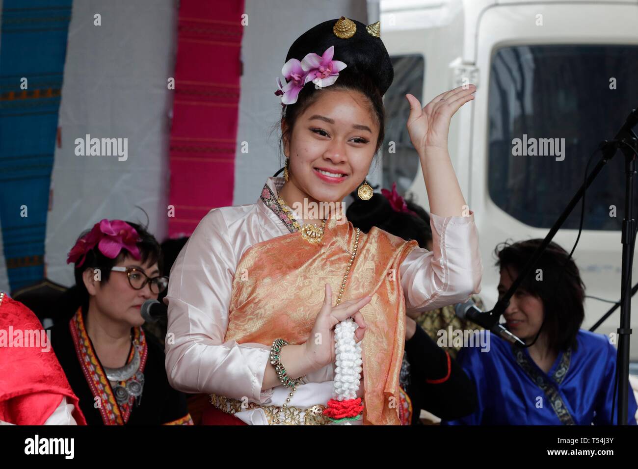 Woodside Avenue, New York, USA, April 20, 2019 Hundreds of members of