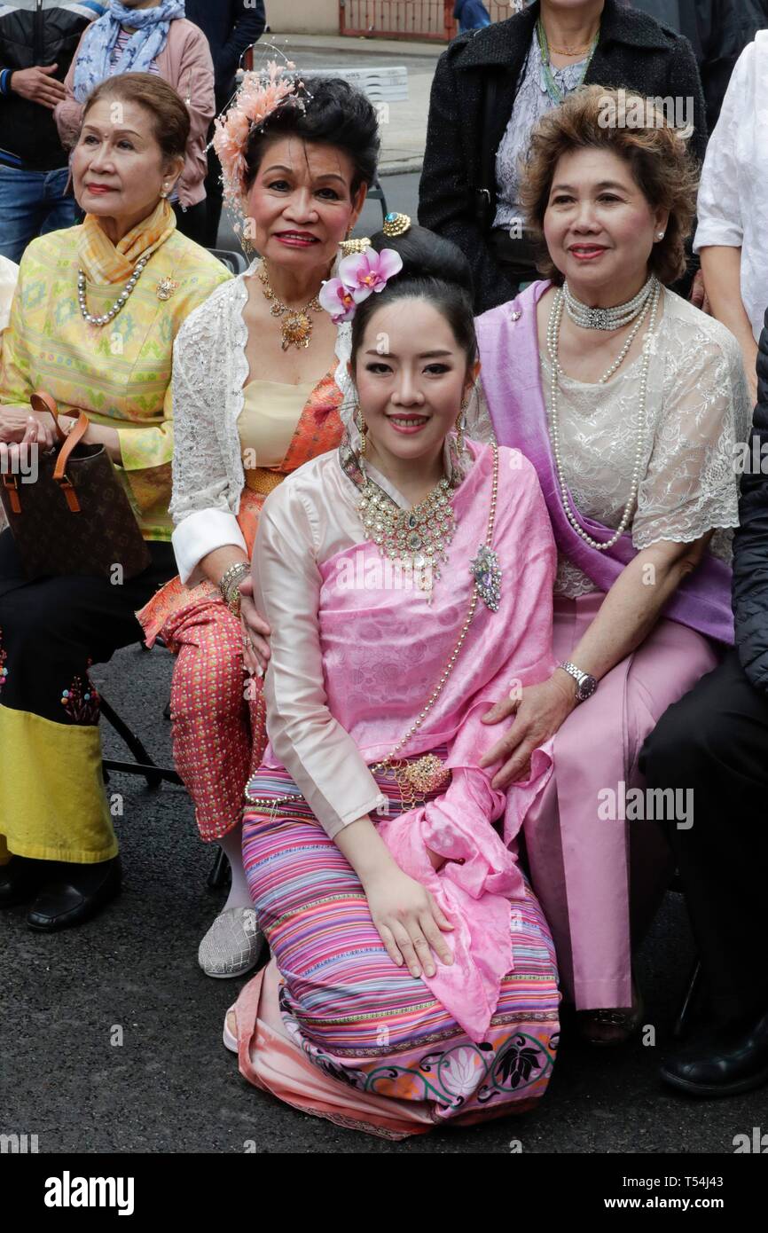Woodside Avenue, New York, USA, April 20, 2019 Hundreds of members of