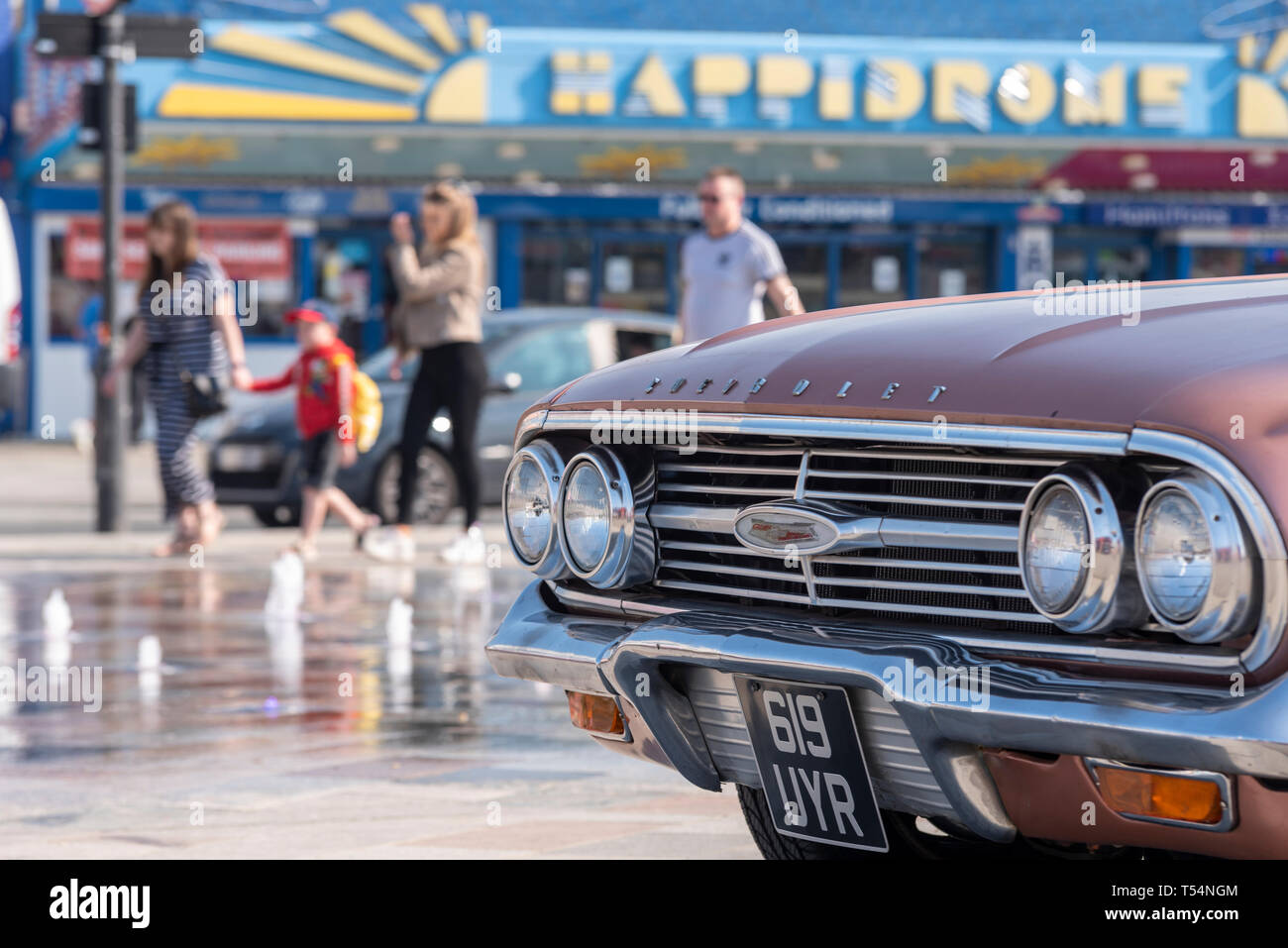 Classic car show taking place along the seafront at Marine Parade, Southend on Sea, Essex, UK. Chevrolet el Camino 619uyr Stock Photo