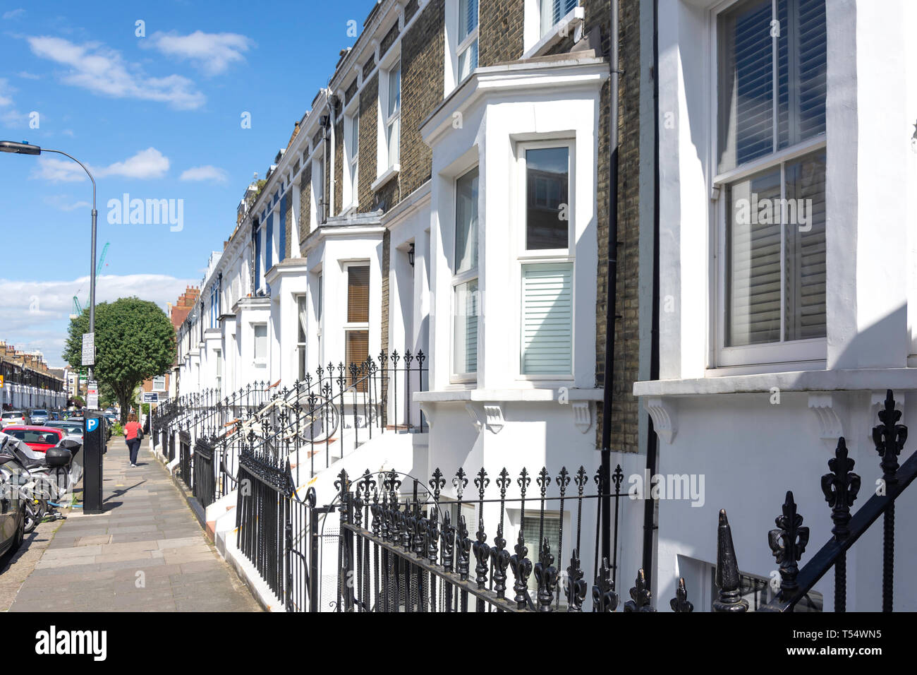 Terraced houses, Halford Road, Fulham, London Borough of Hammersmith and Fulham, Greater London, England, United Kingdom Stock Photo