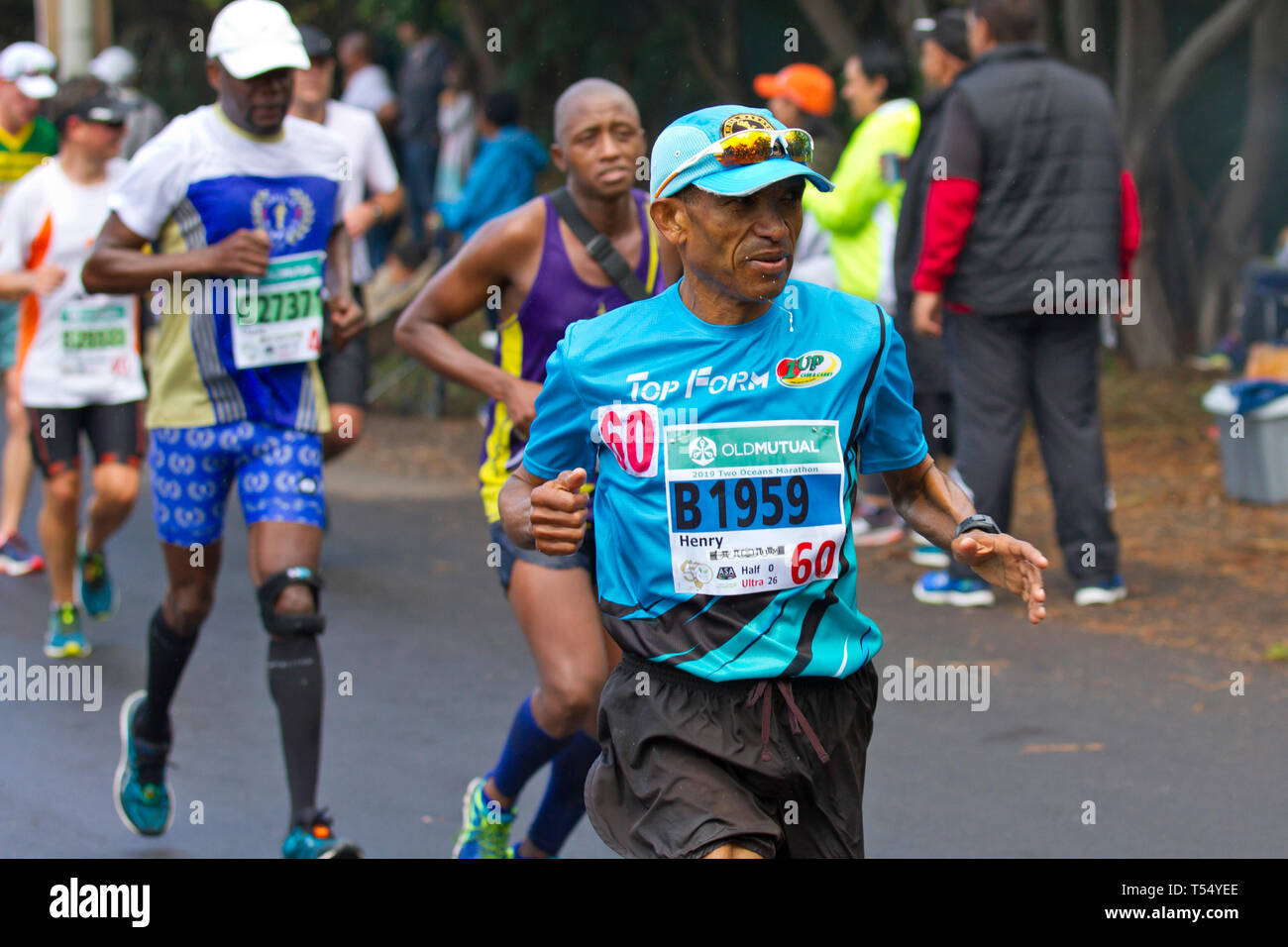 Big group of runners. Running the Old Mutual Two Oceans Marathon Stock