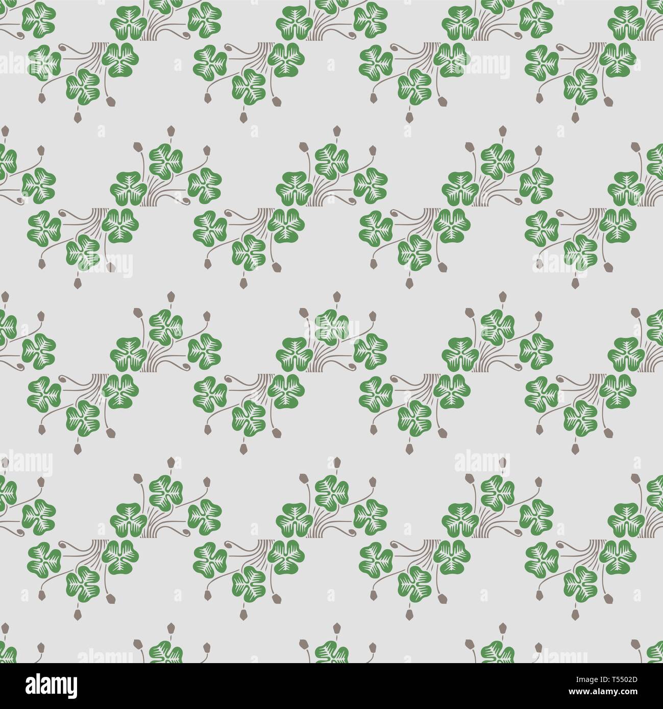 Vector seamless retro pattern with clover leaf 10 eps Stock Vector ...