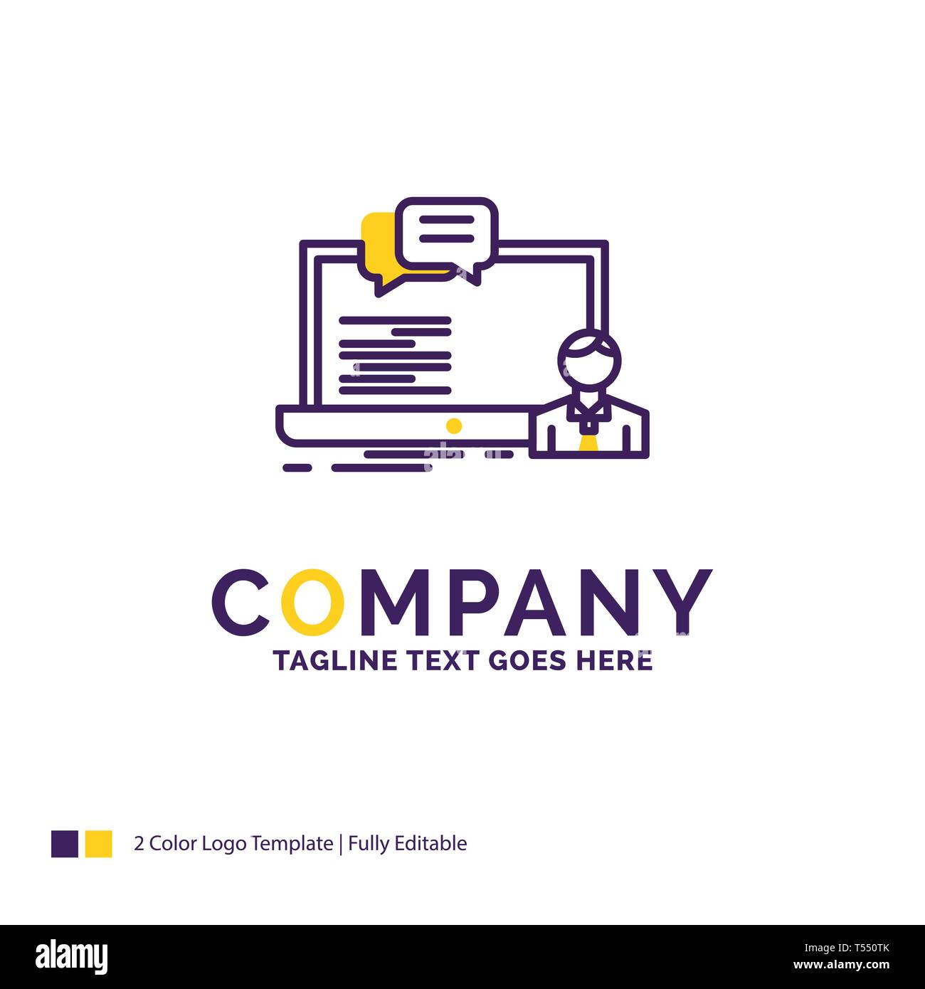 Company Name Logo Design For Training Course Online Computer Chat Purple And Yellow Brand Name Design With Place For line Creative Logo Templ Stock Vector Image Art Alamy