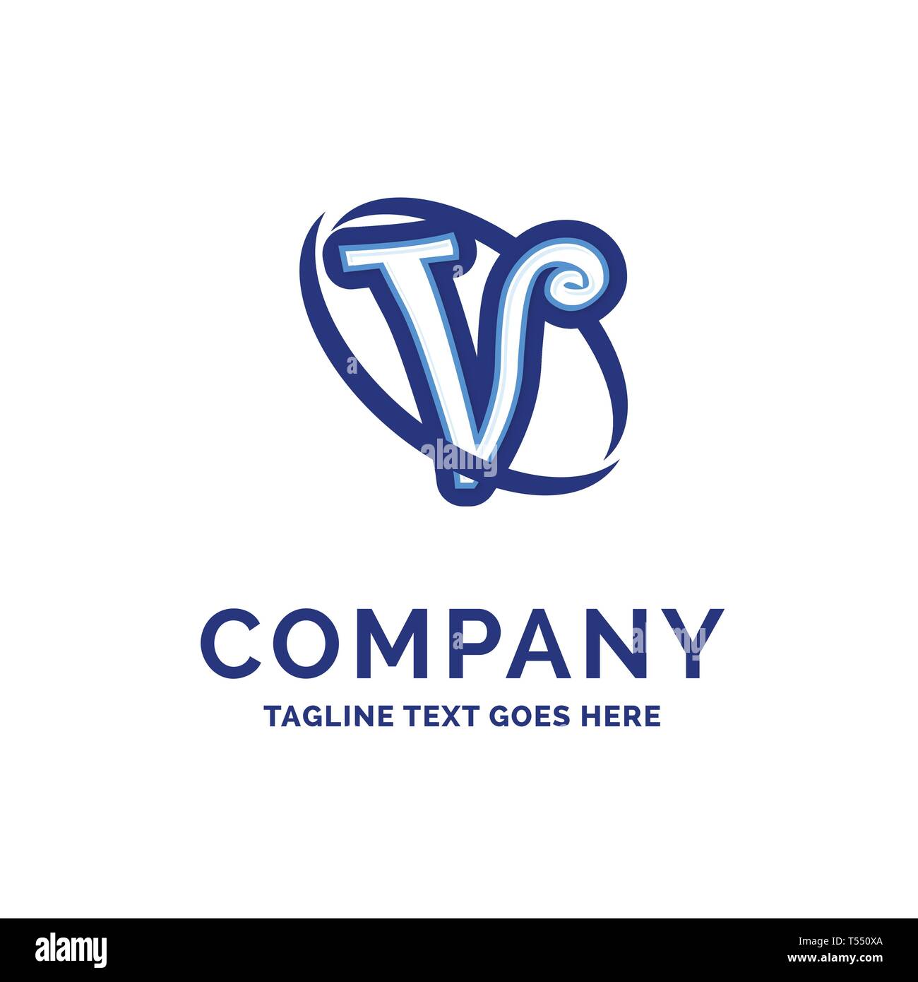 V Company Name Design Blue Logo Design Logo Template Brand Name Template Place For line Creative Logo Design Stock Vector Image Art Alamy