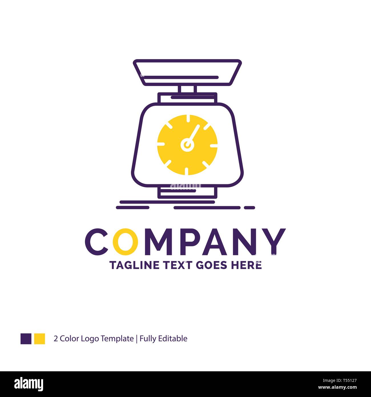 Company Name Logo Design For implementation, mass, scale, scales, volume. Purple and yellow