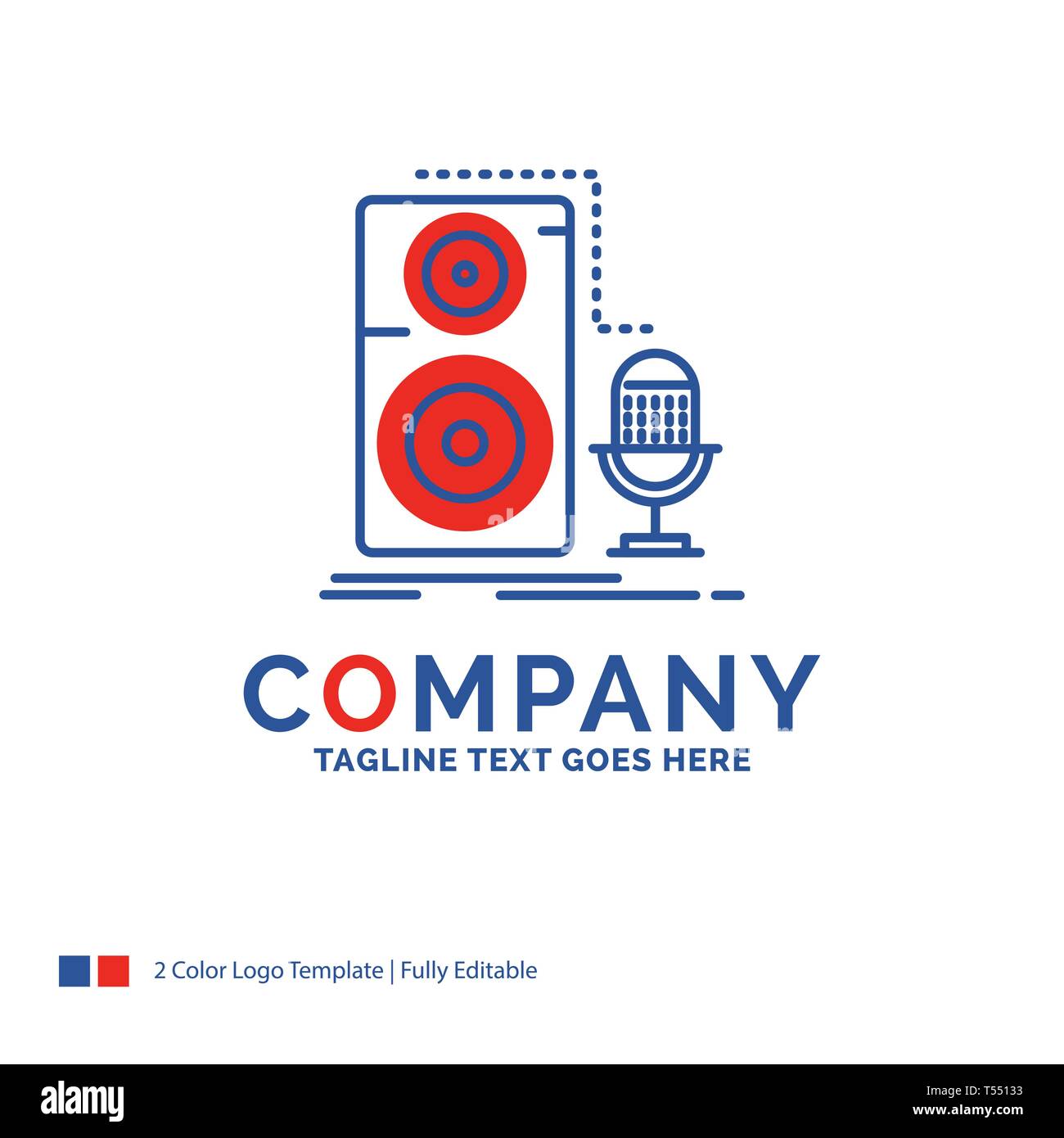 Company Name Logo Design For Live, mic, microphone, record, sound. Blue