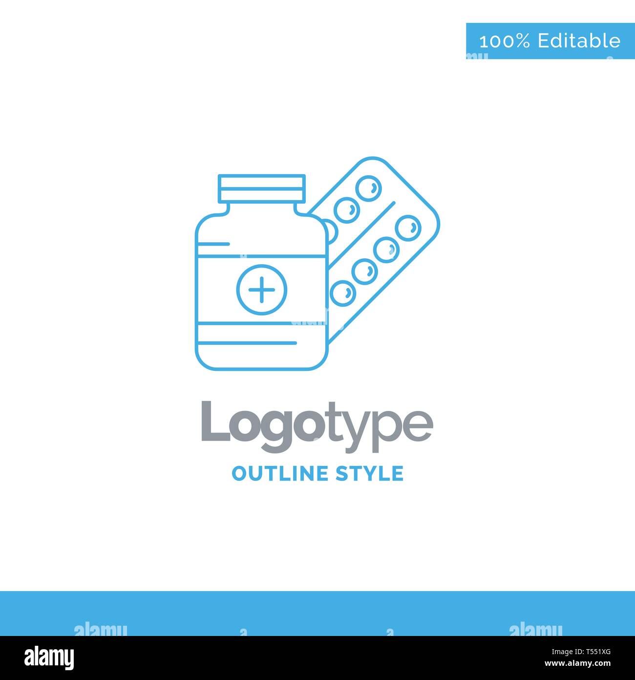 Blue Logo design for medicine, Pill, capsule, drugs, tablet. Business Concept Brand Name Design