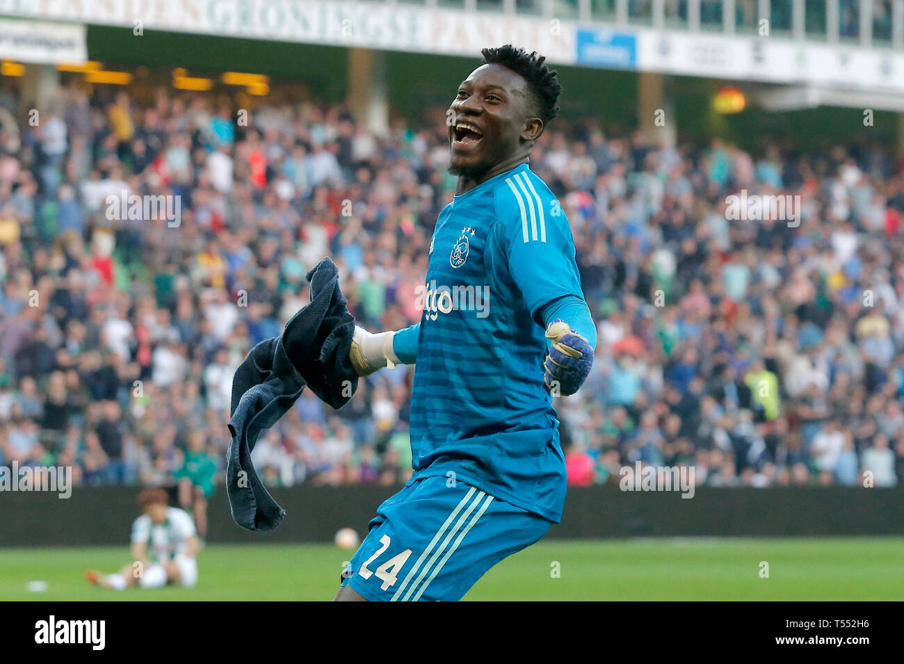 20-04-2019: Voetbal: FC Groningen v Ajax: Groningen Eredivisie Seizoen 2018 - 2019, (L-R)  Andre Onana of Ajax, Stock Photo