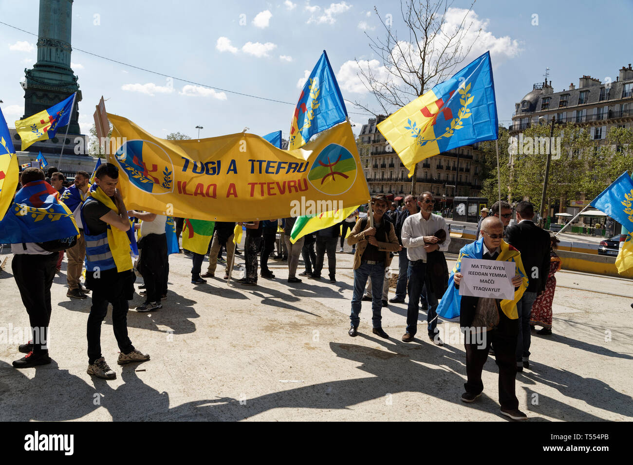 Paris, France. 20th Apr, 2019. Demonstration for the independence of Kabylia with the slogan KABYLIE BEFORE EVERYTHING, on April 20, 2019 in Paris Stock Photo