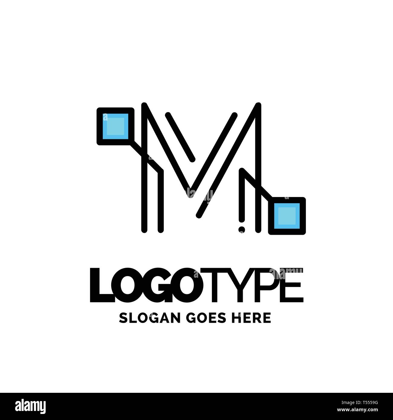 Letter M logo, Business corporate logo design vector. Blue and White