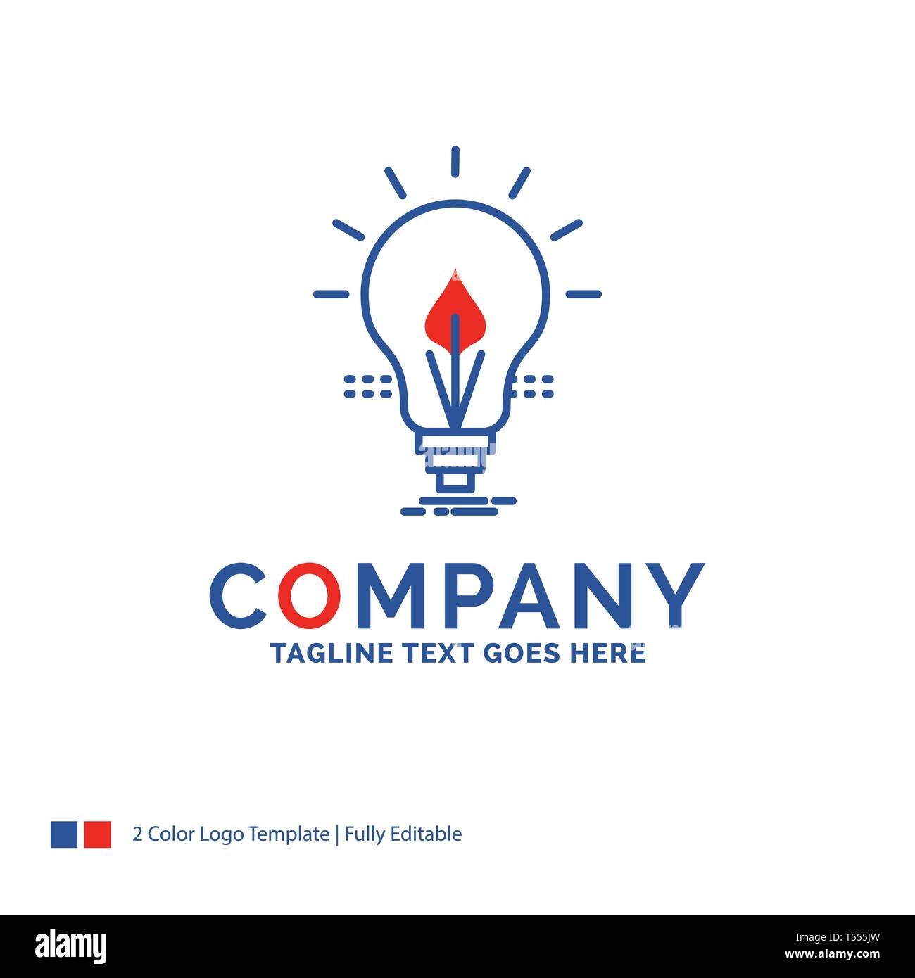 Company Name Logo Design For bulb, idea, electricity, energy, light. Blue and red Brand Name Design with place for Tagline. Abstract Creative Logo tem Stock Vector