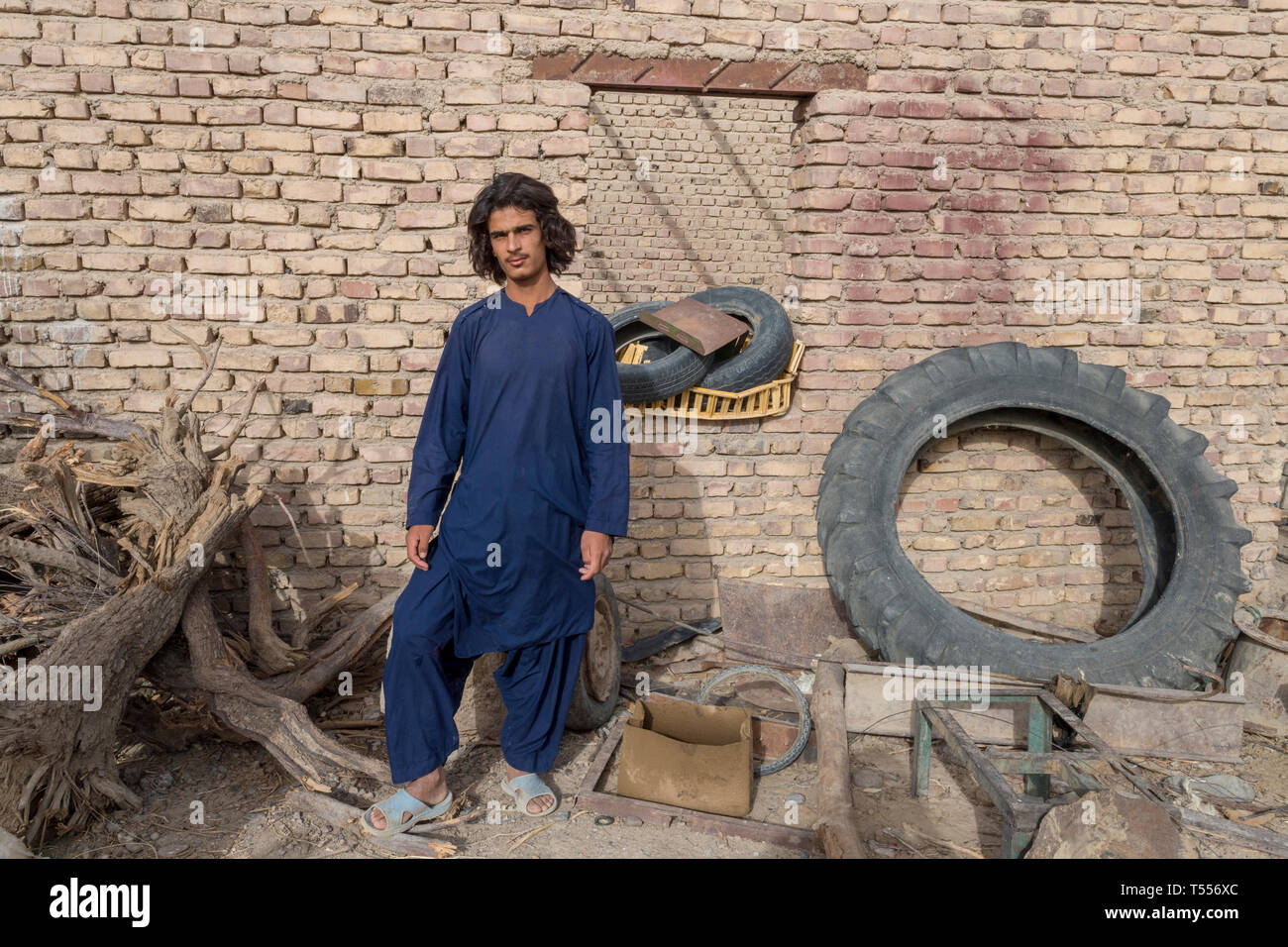 Tribal man near Zabol, Sistan and Baluchistan, Iran Stock Photo
