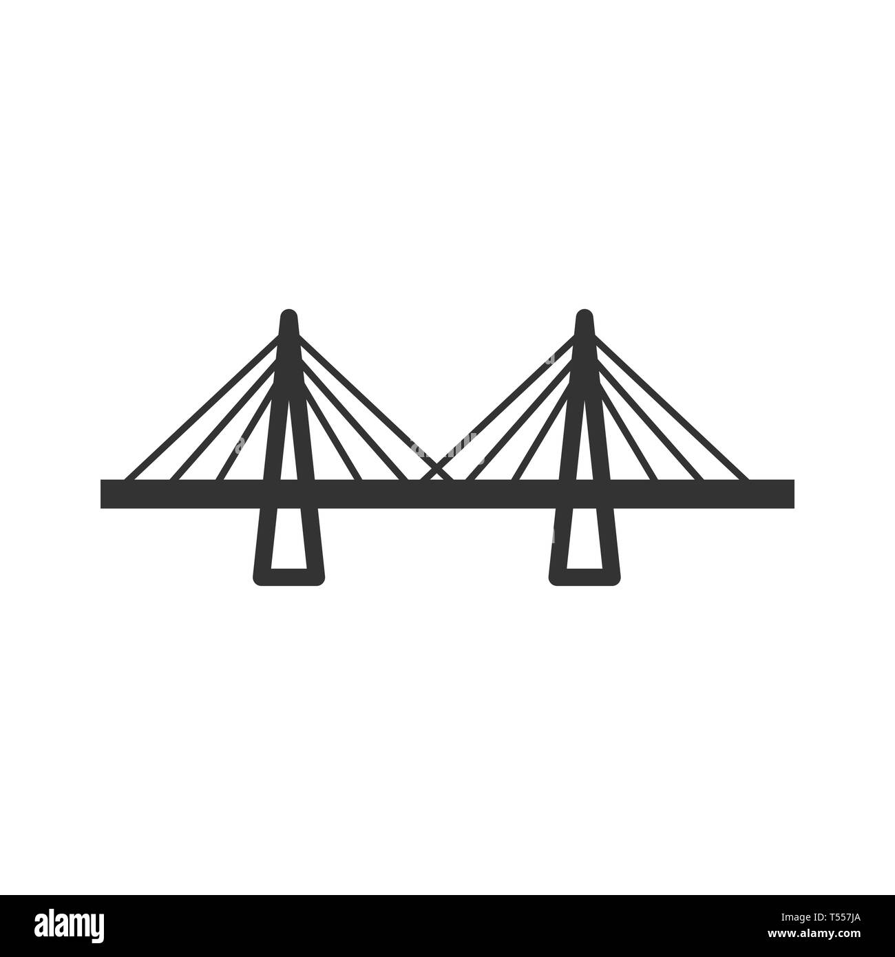 Bridge sign icon in flat style. Drawbridge vector illustration on white
