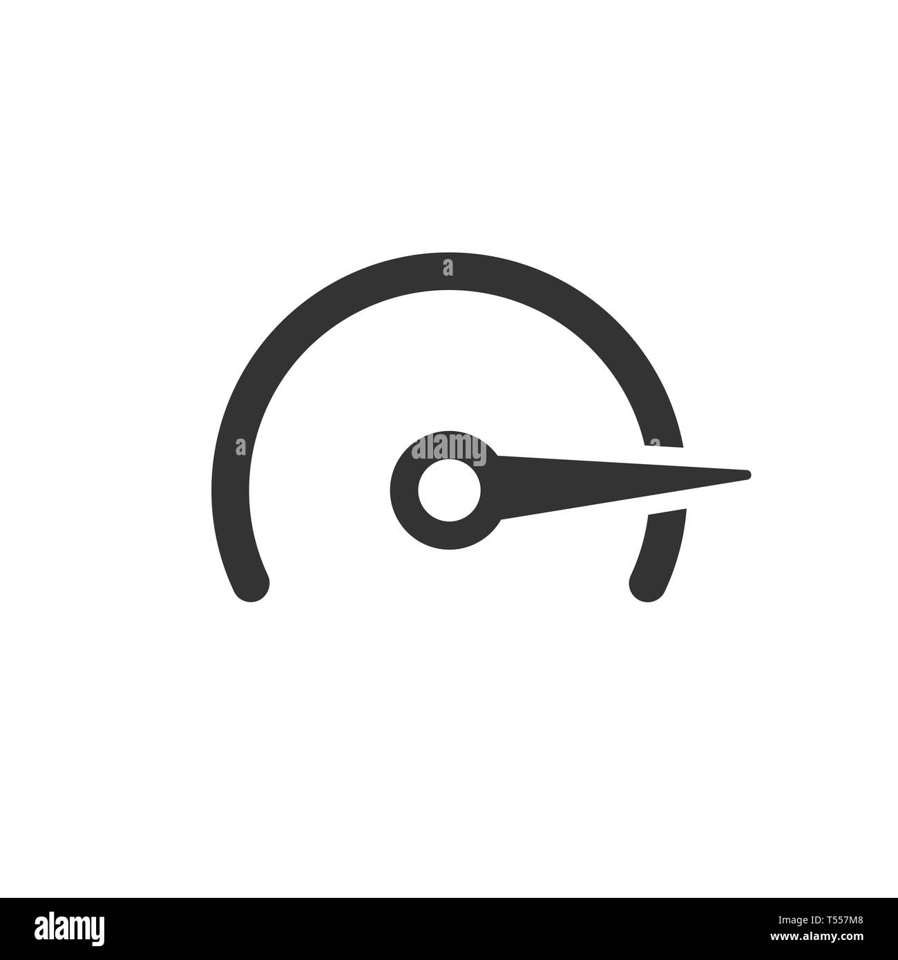 Speedometer level sign icon in flat style. Accelerate vector illustration on white isolated background. Motion tachometer business concept. Stock Vector