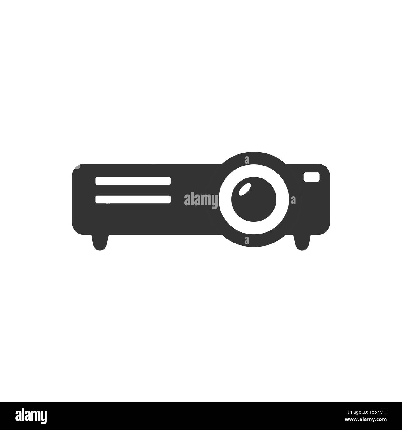 Video projector sign icon in flat style. Cinema presentation device ...