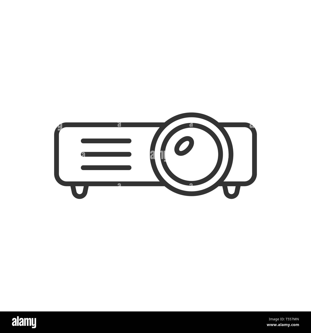 Video projector sign icon in flat style. Cinema presentation device ...